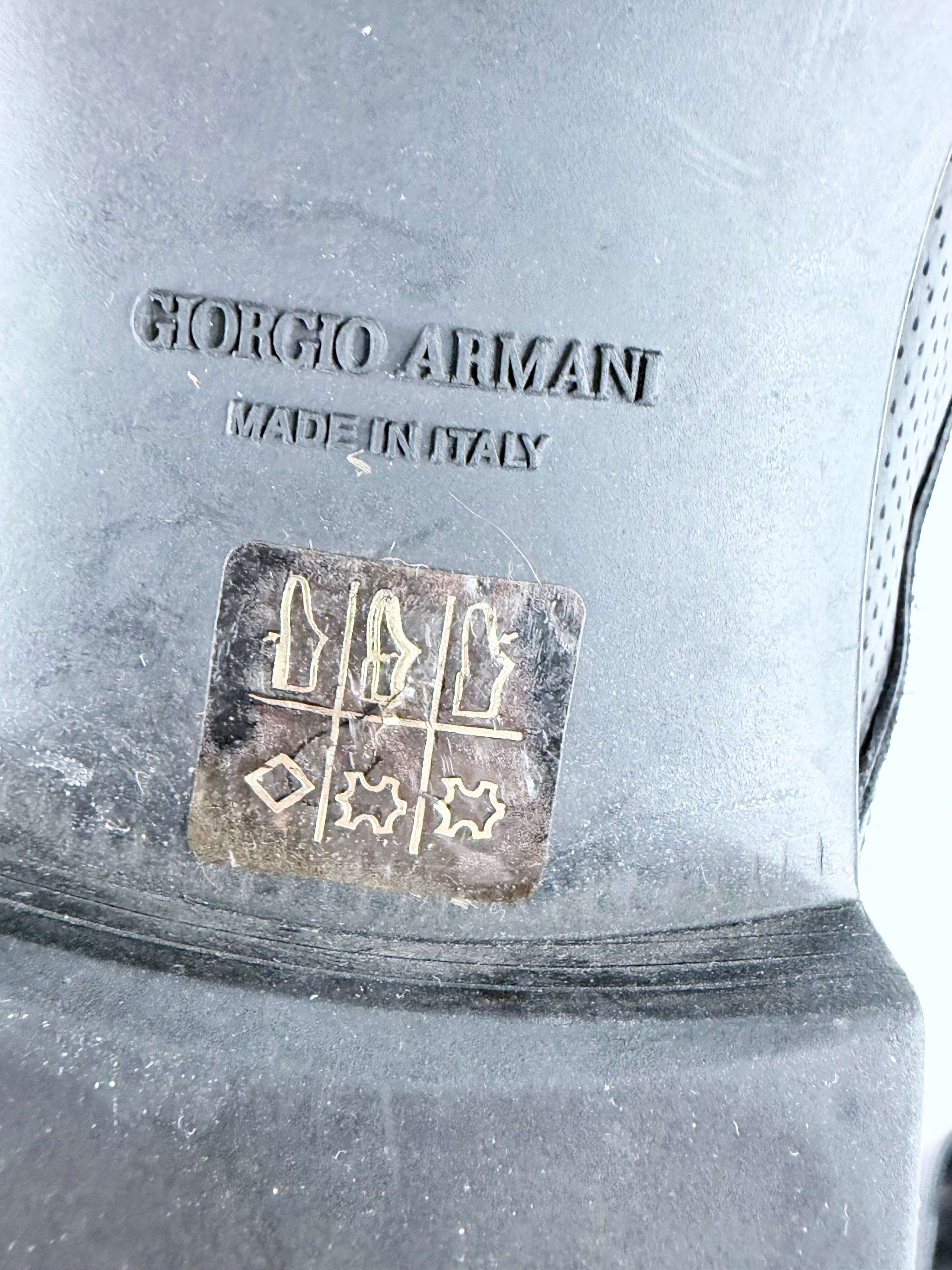 Giorgio Armani Black Pinhole Cut Leather Dress Shoes - EU43