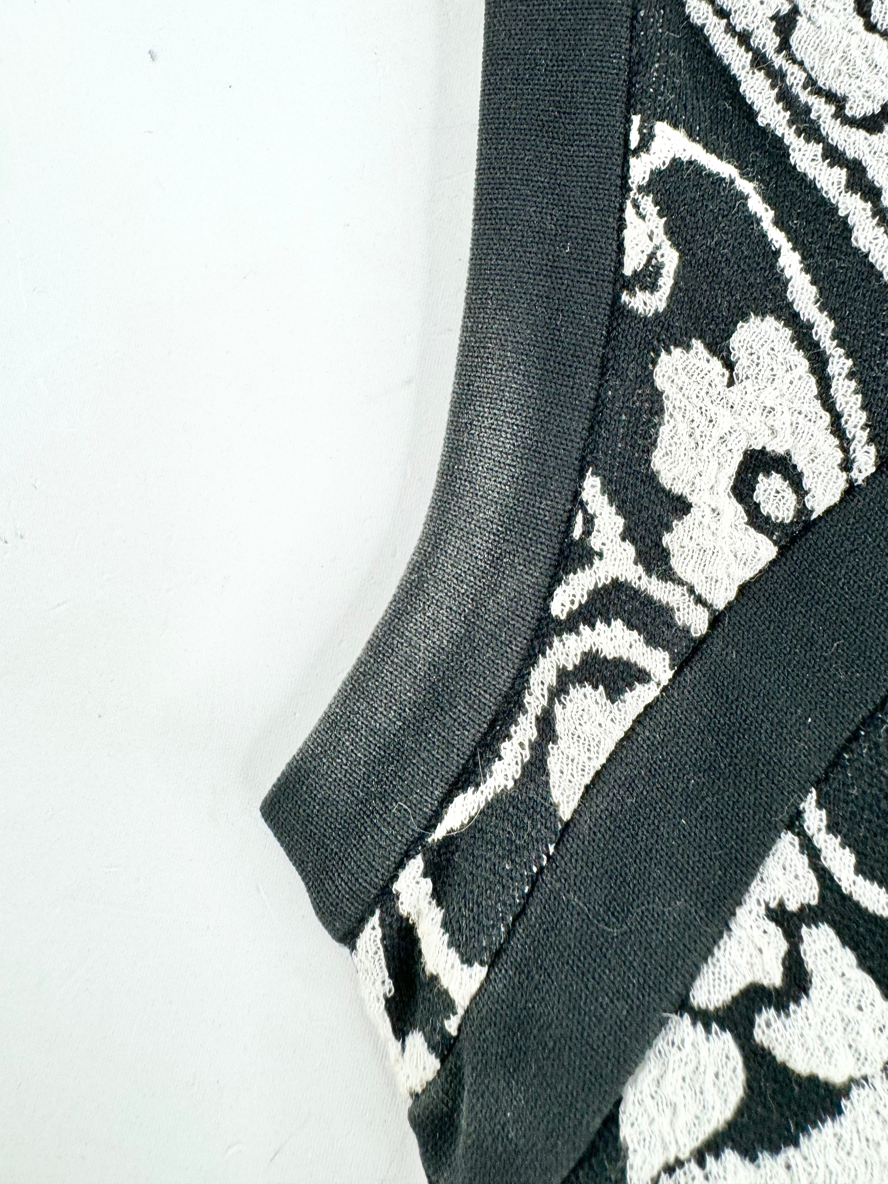 M Missioni Black & White Brocade Pattern Midi Dress - AU8