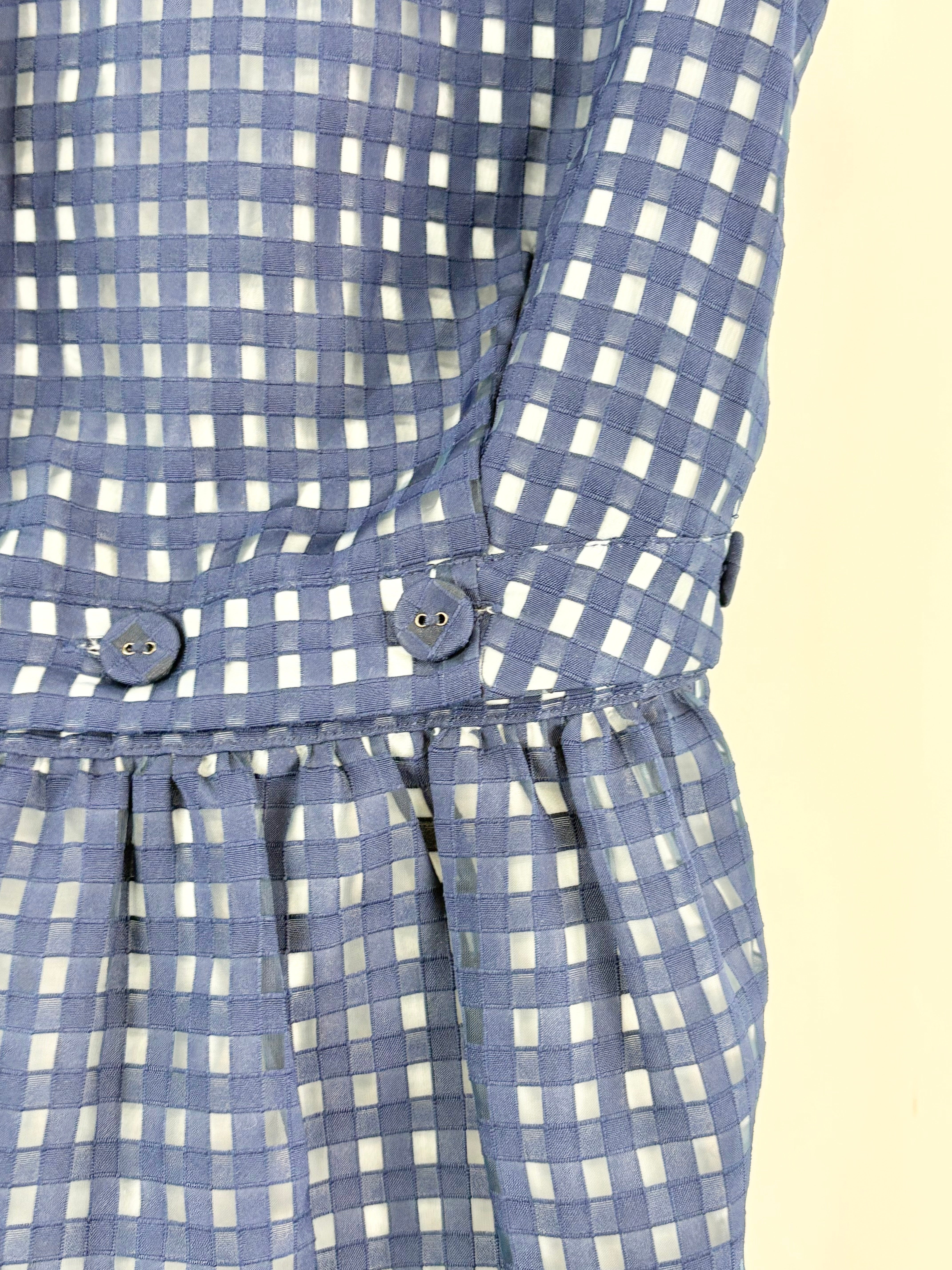 Marcs Navy Blue & White Lasercut Sheer Dress - AU6