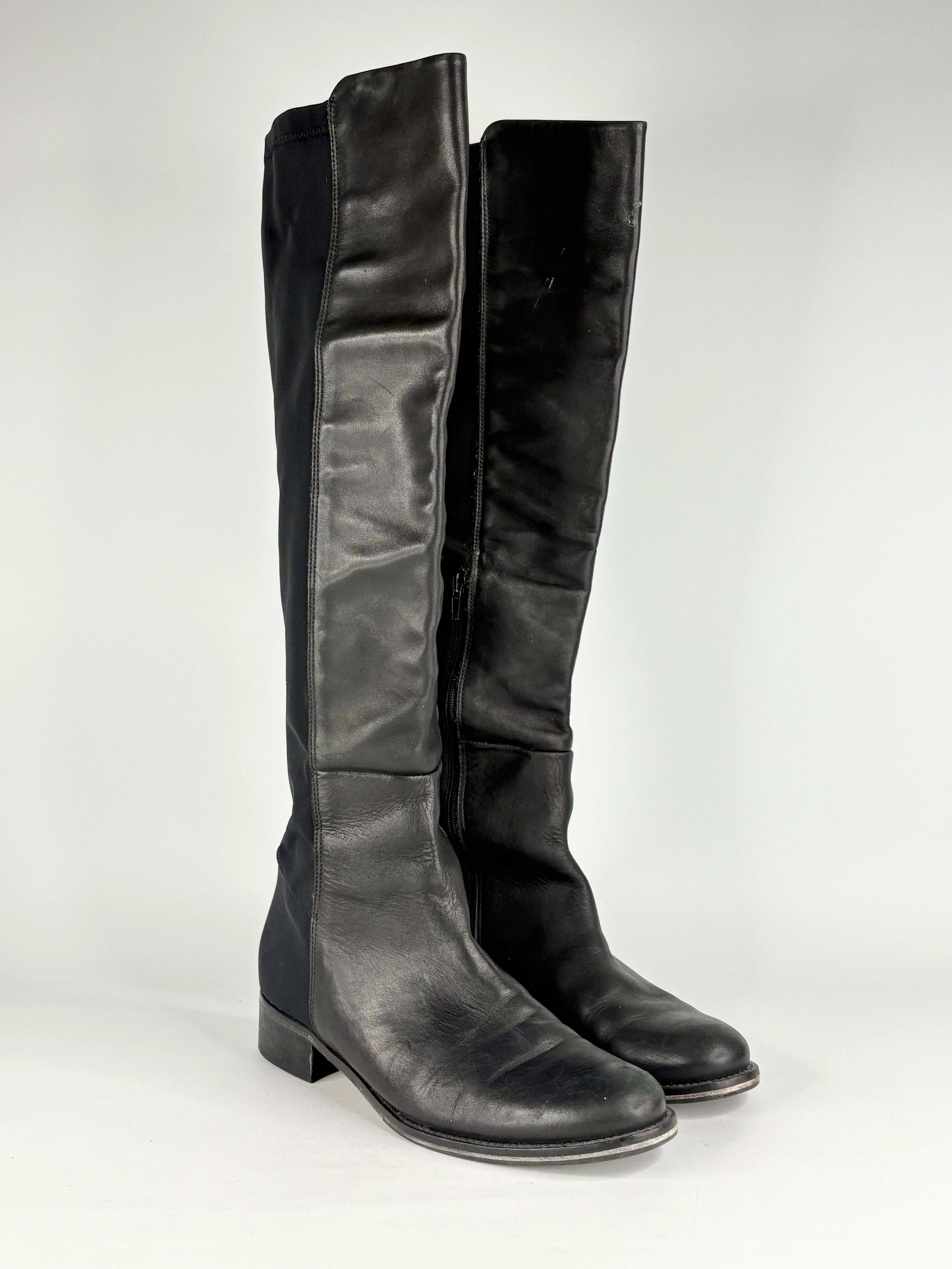 Milana Black Leather & Neoprene Riding Boots - EU41