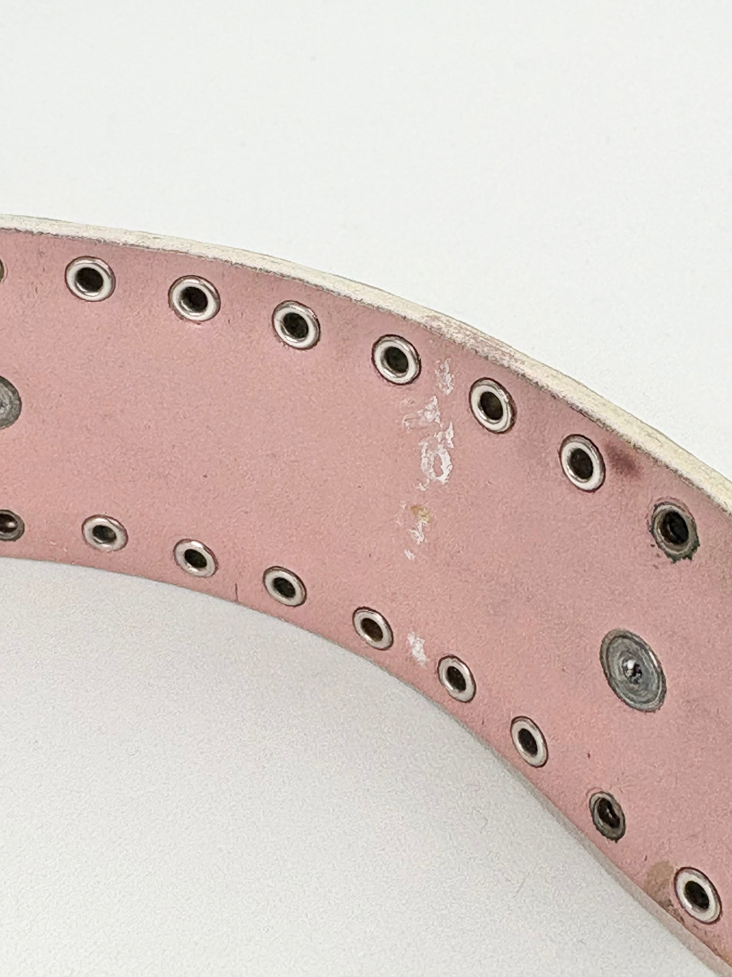 Vintage Nanni Dusty Pink & White Leather Bejeweled Belt