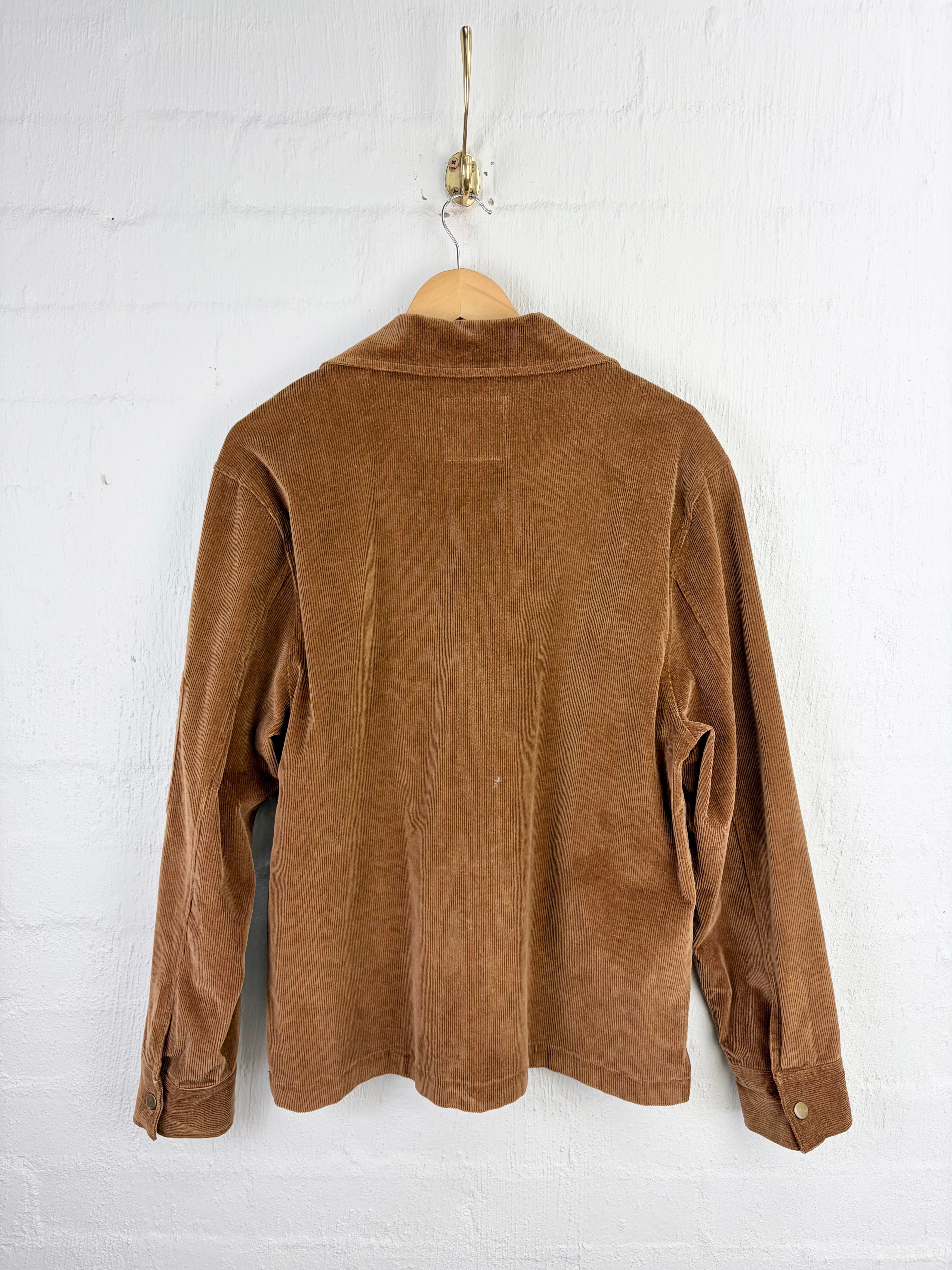 Retro Smile Wave Brown Corduroy Embroidered Jacket - M