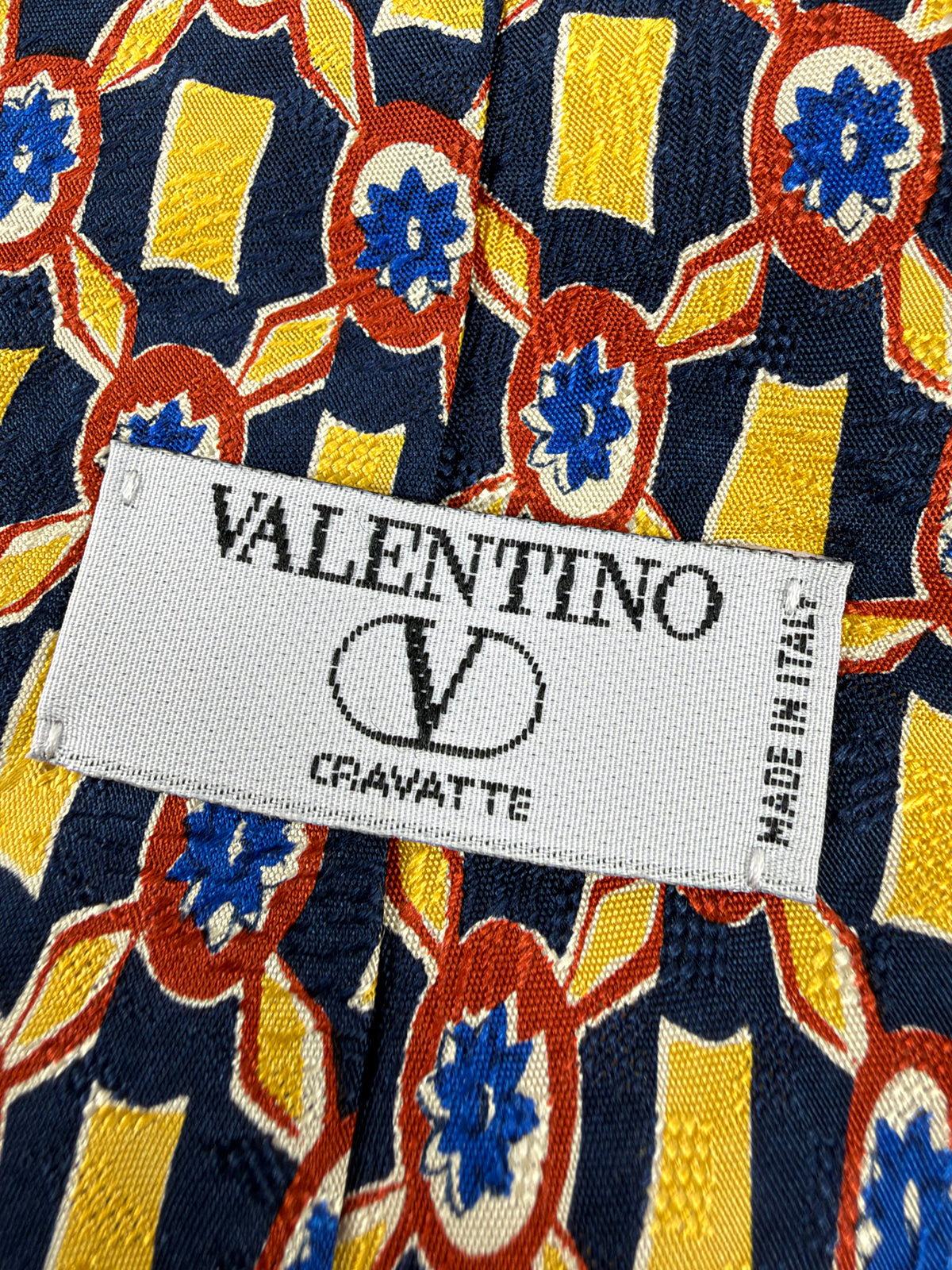 Valentino Cravatte Navy Yellow & Orange Abstract Floral Silk Tie