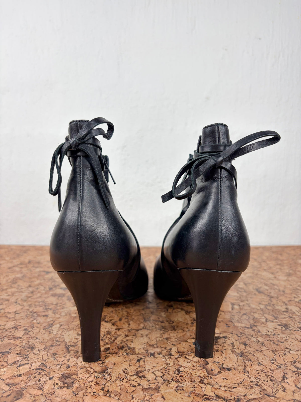 Salvatore Ferragamo Smooth Black Leather Pointed Toe Ankle Boots - EU40