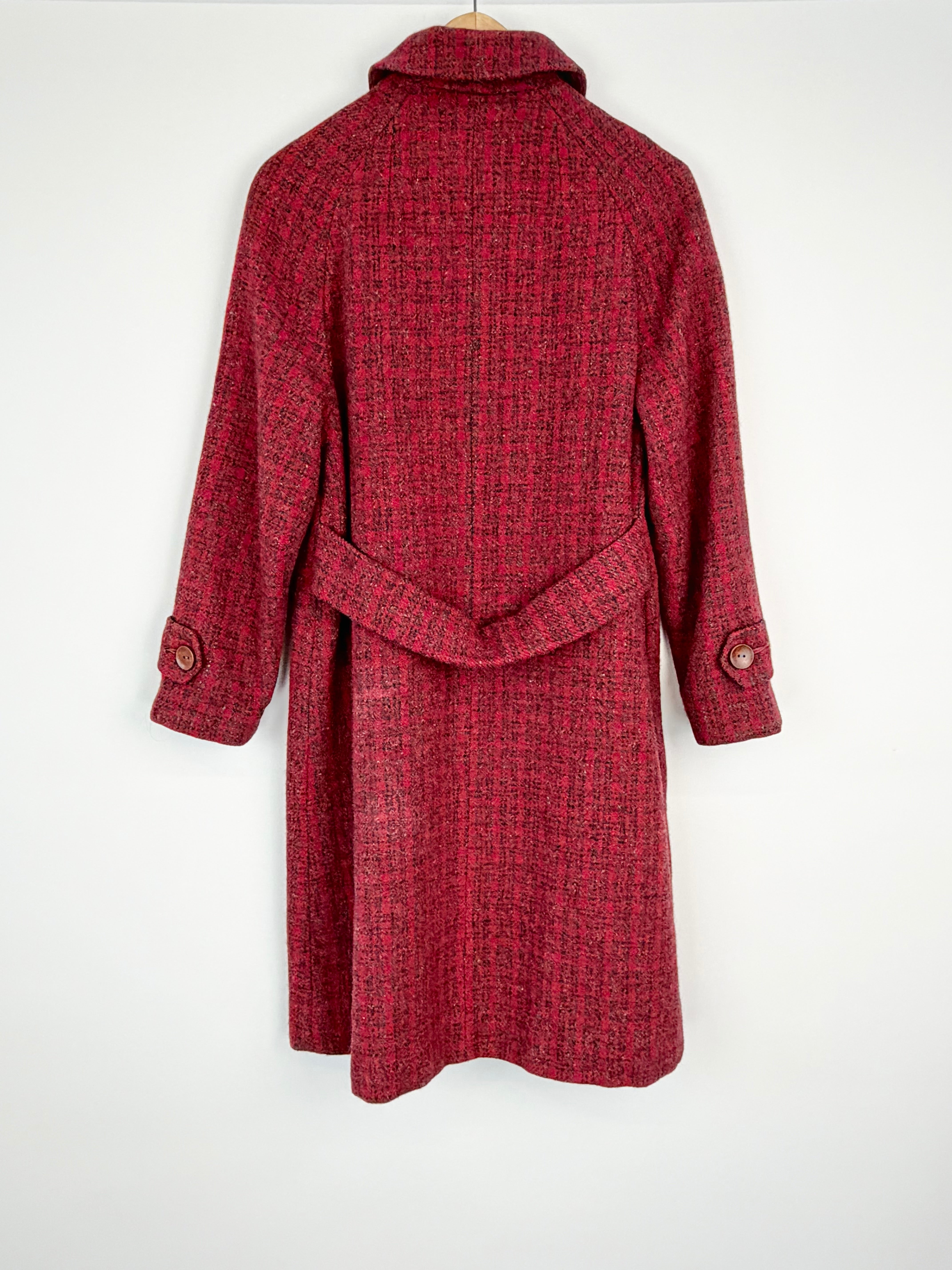 Vintage Harris Tweed Red Plaid Pattern Scottish Wool Coat - AU10