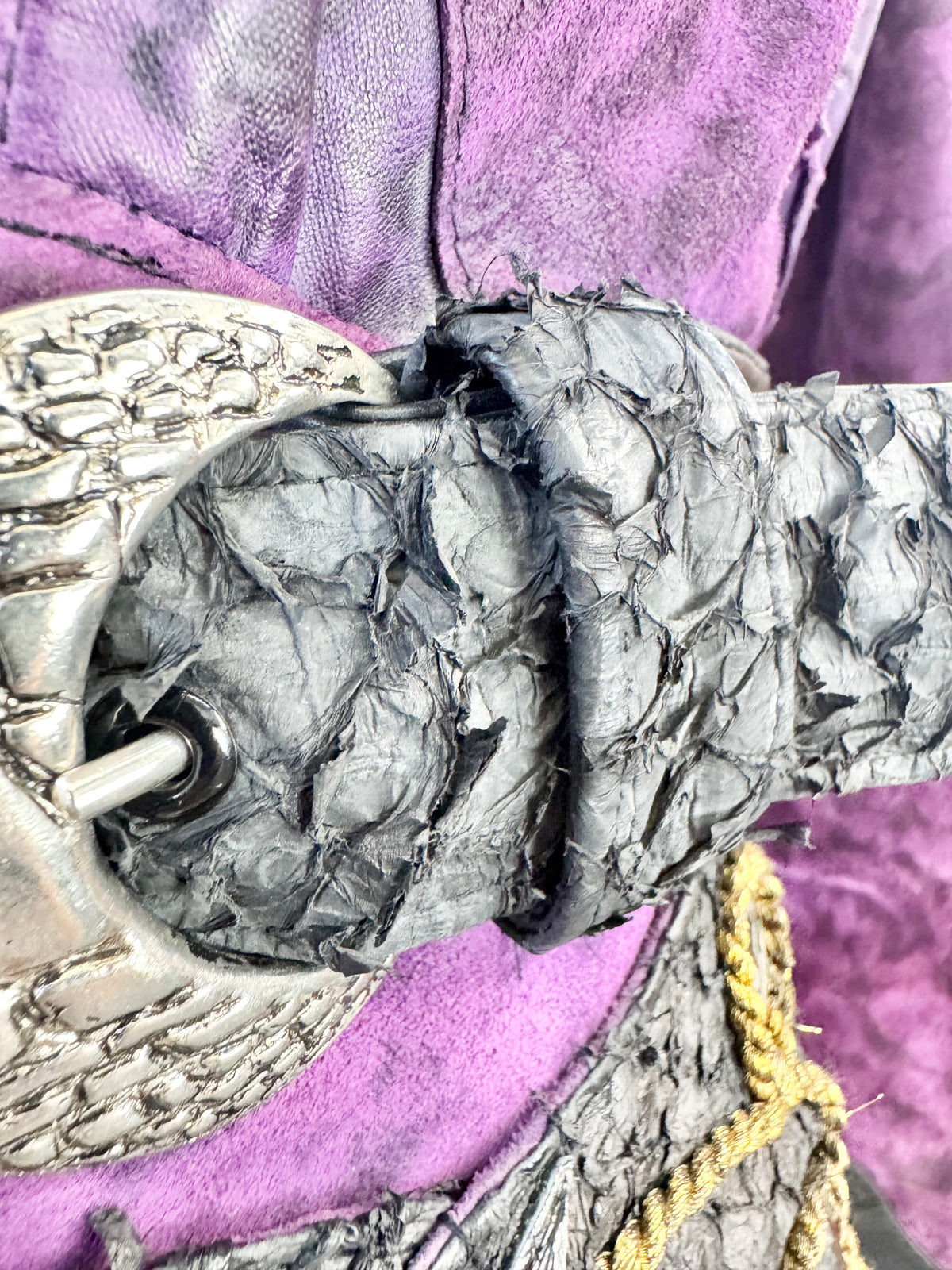 Vintage 80s Rockets & Reptiles Purple & Black Embellished Leather Jacket - AU8/10