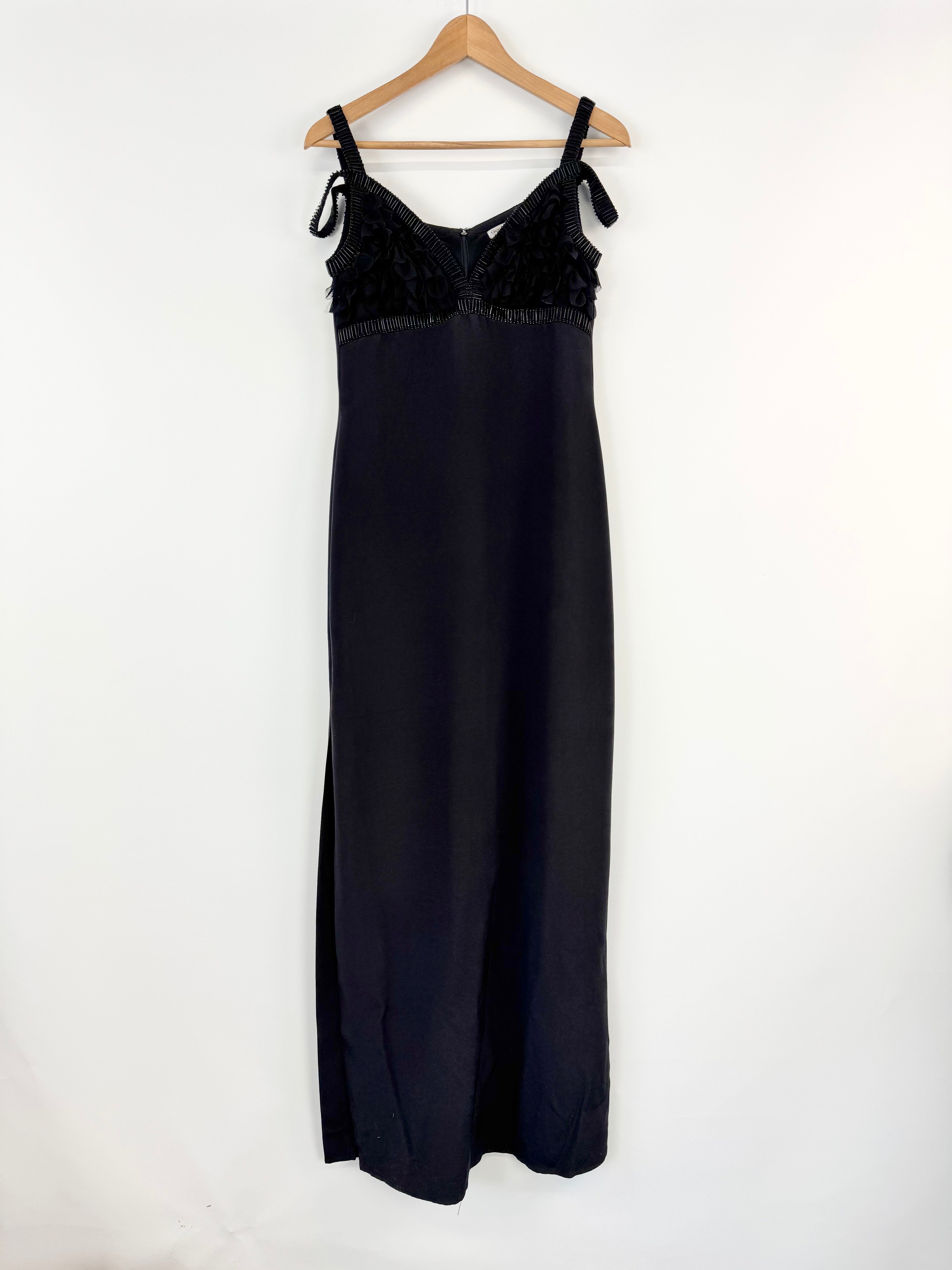 George Cross Black Beaded Maxi Cocktail Dress - AU10