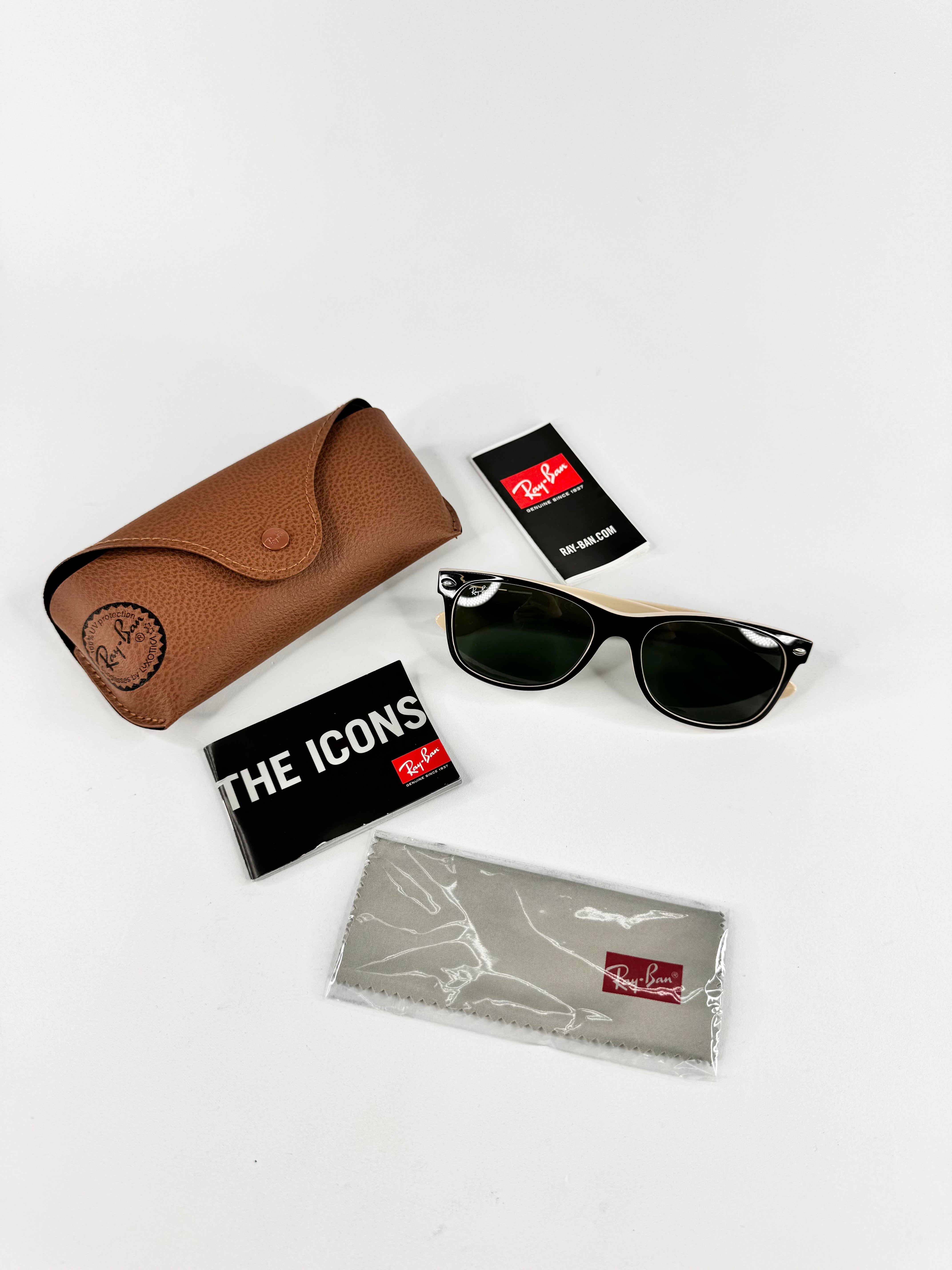 Ray Ban Black and Cream 'New Wayfarer' Sunglasses