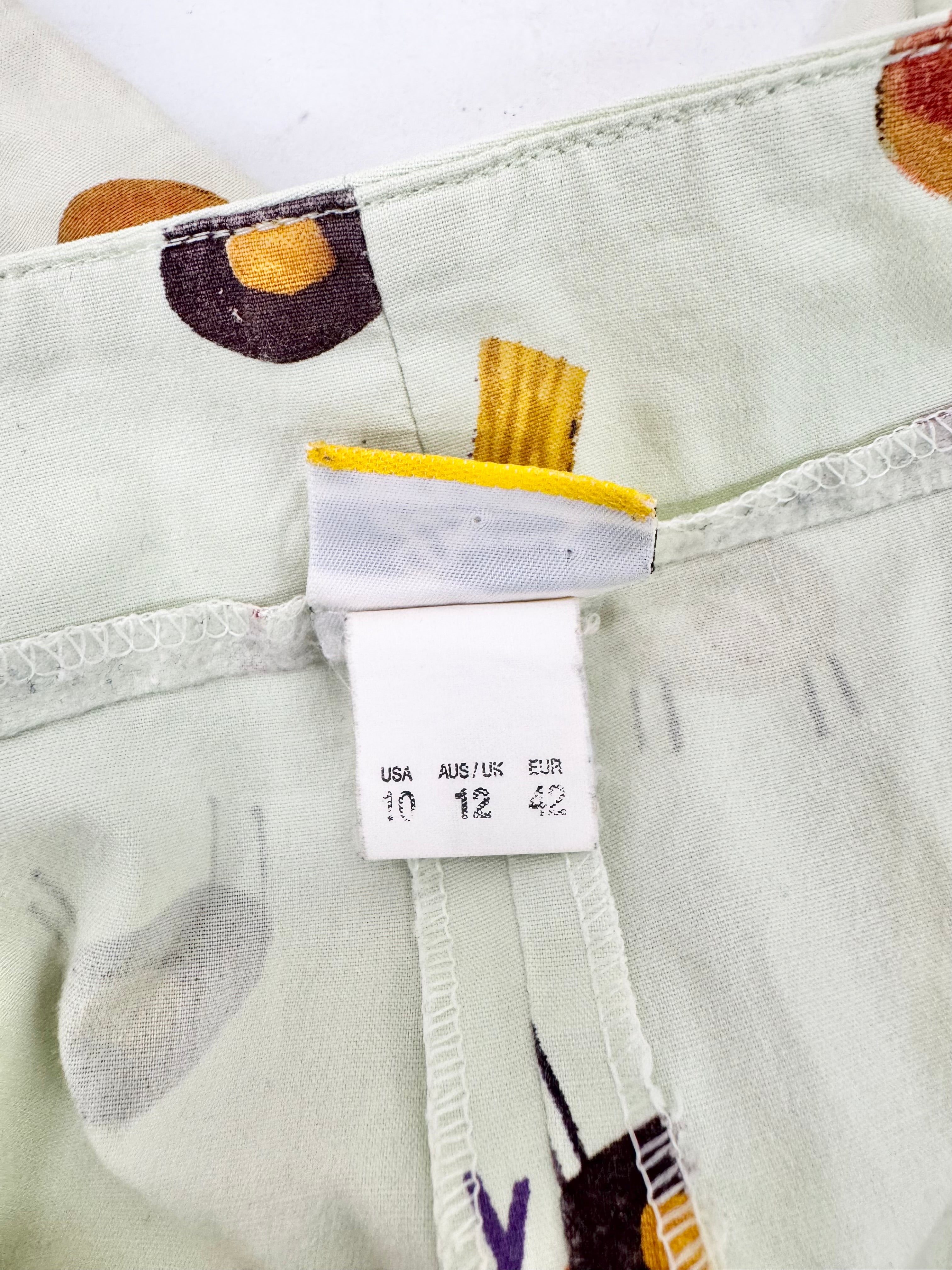 Vintage Done Ken Done Soft Yellow Chair Patterned Trousers - AU12