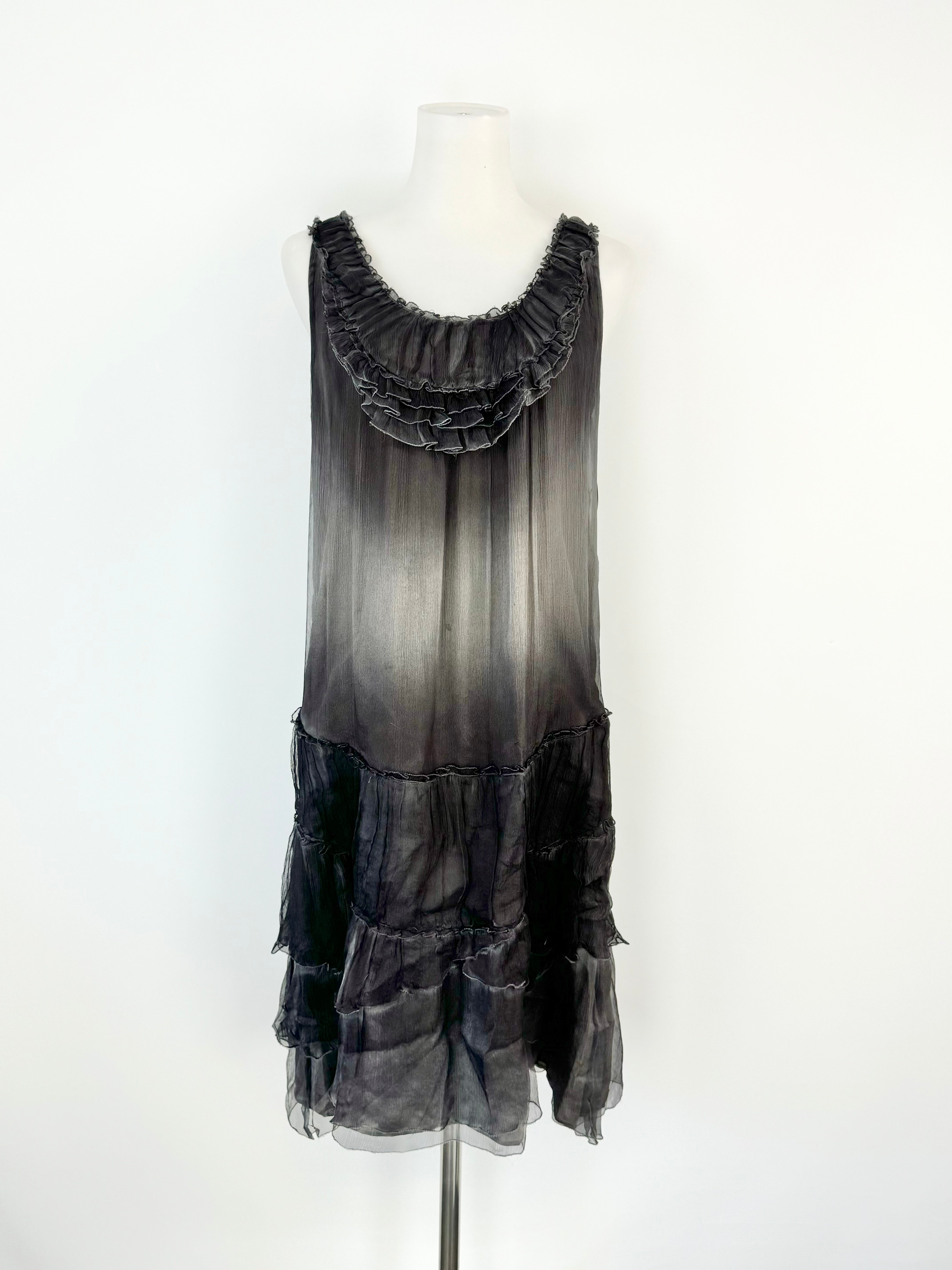 Vintage Burberry Grey Silk BabyDoll Dress - AU10