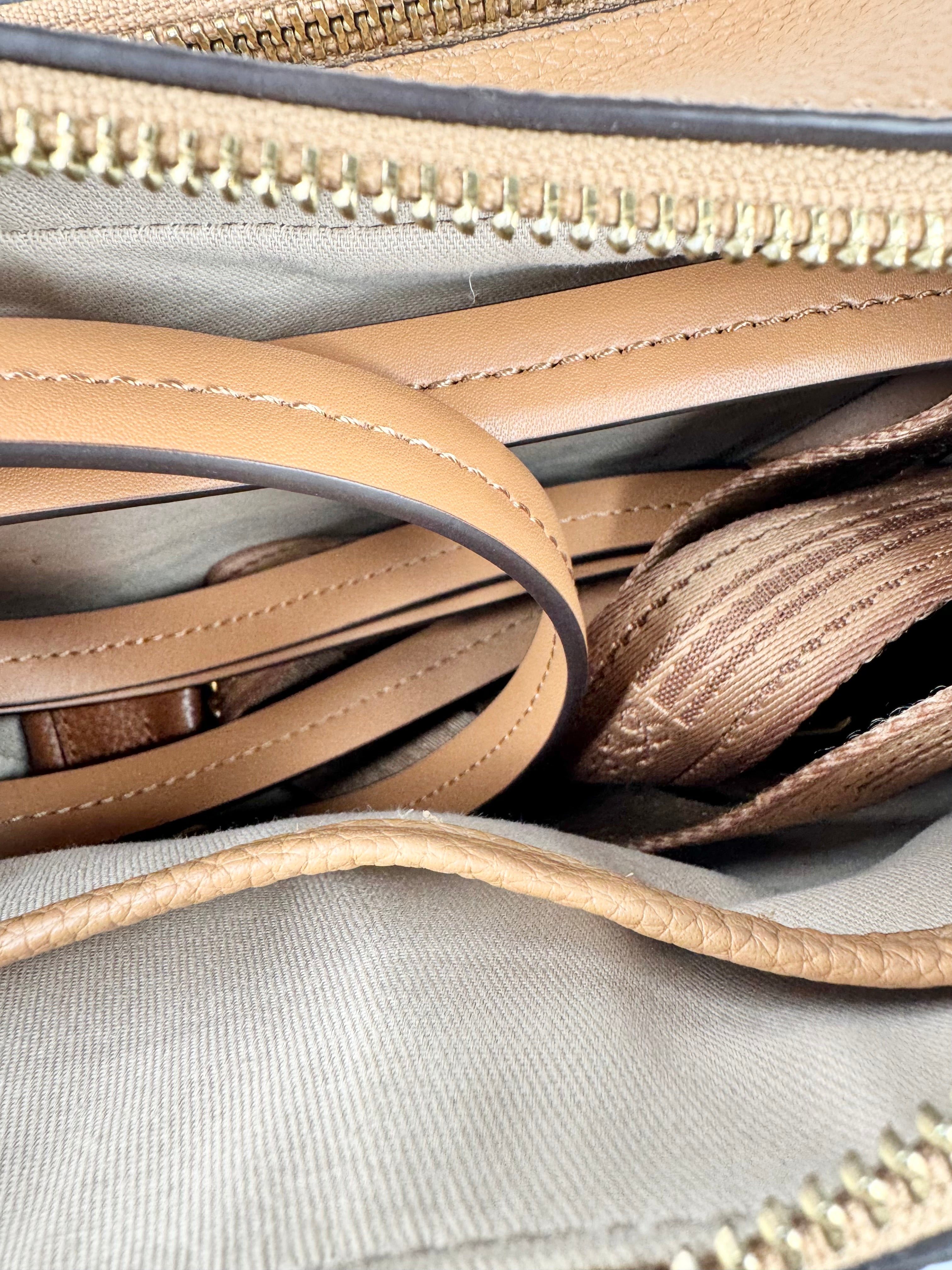 Oroton Tan 'Dylan' Grained Leather Camera Cross Body Bag