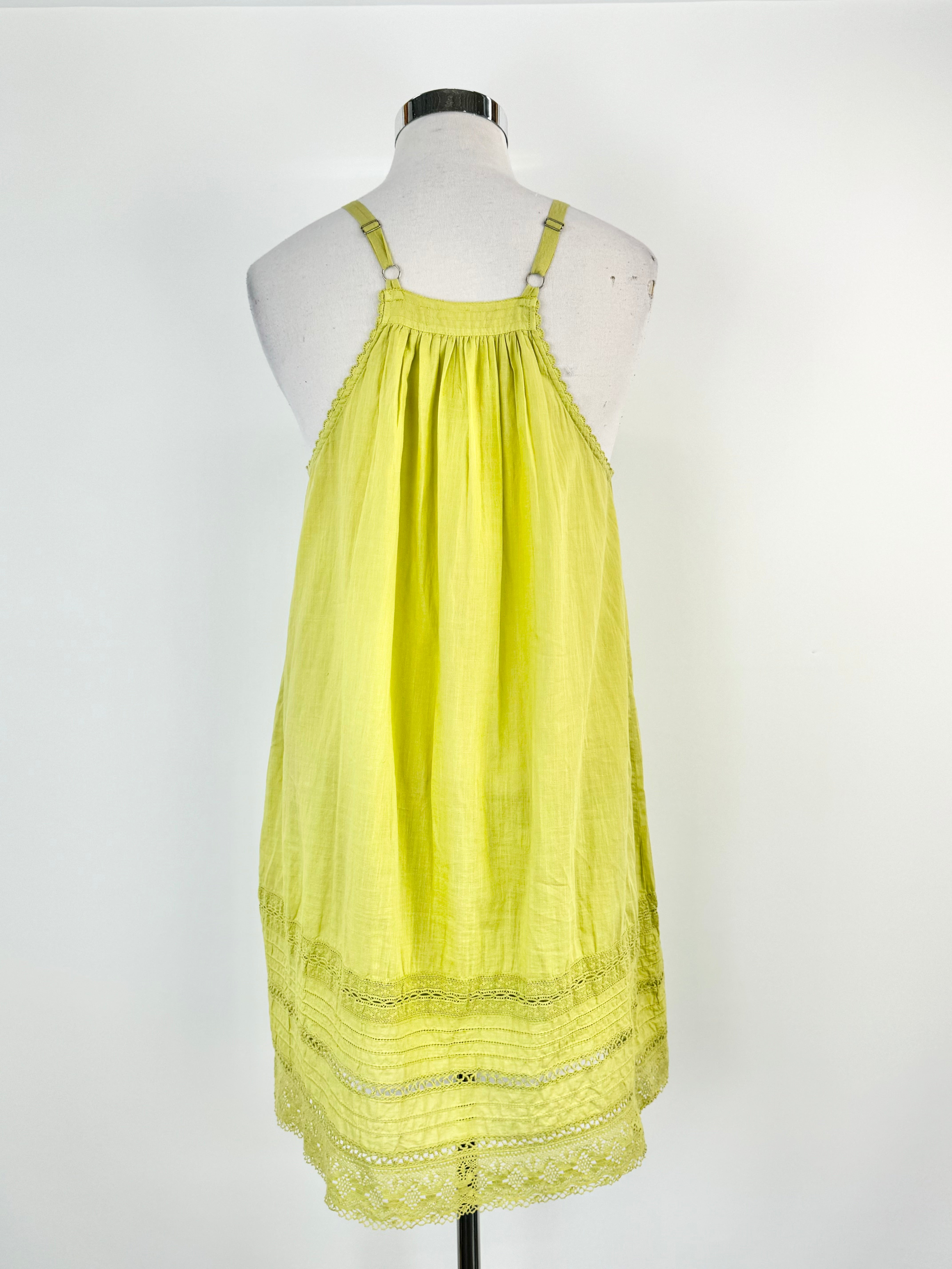 Lee Mathews Apple Green Linen Shift Dress - AU12/14