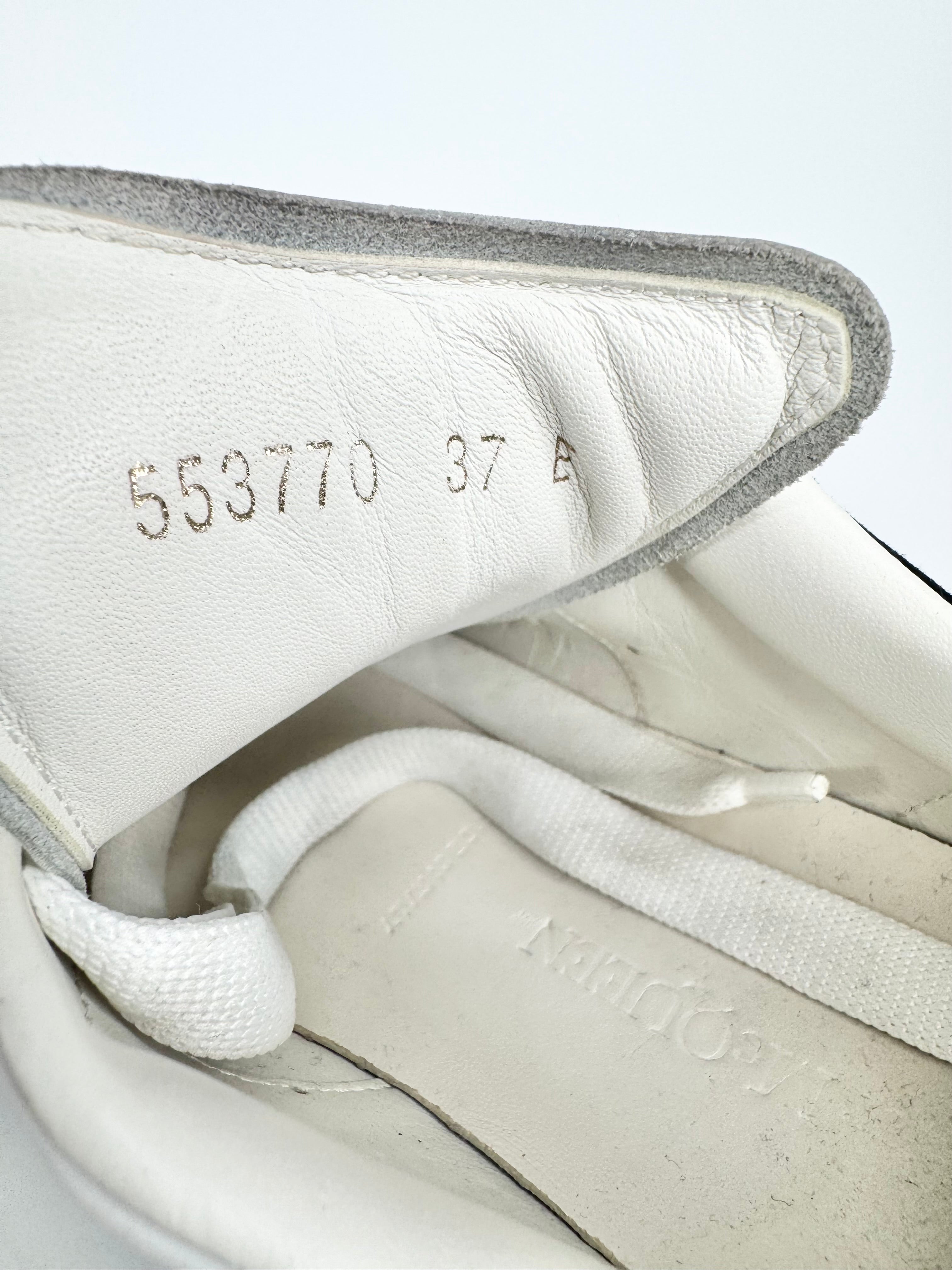 Alexander McQueen White Black Suede Trim Oversized Sneakers - EU37