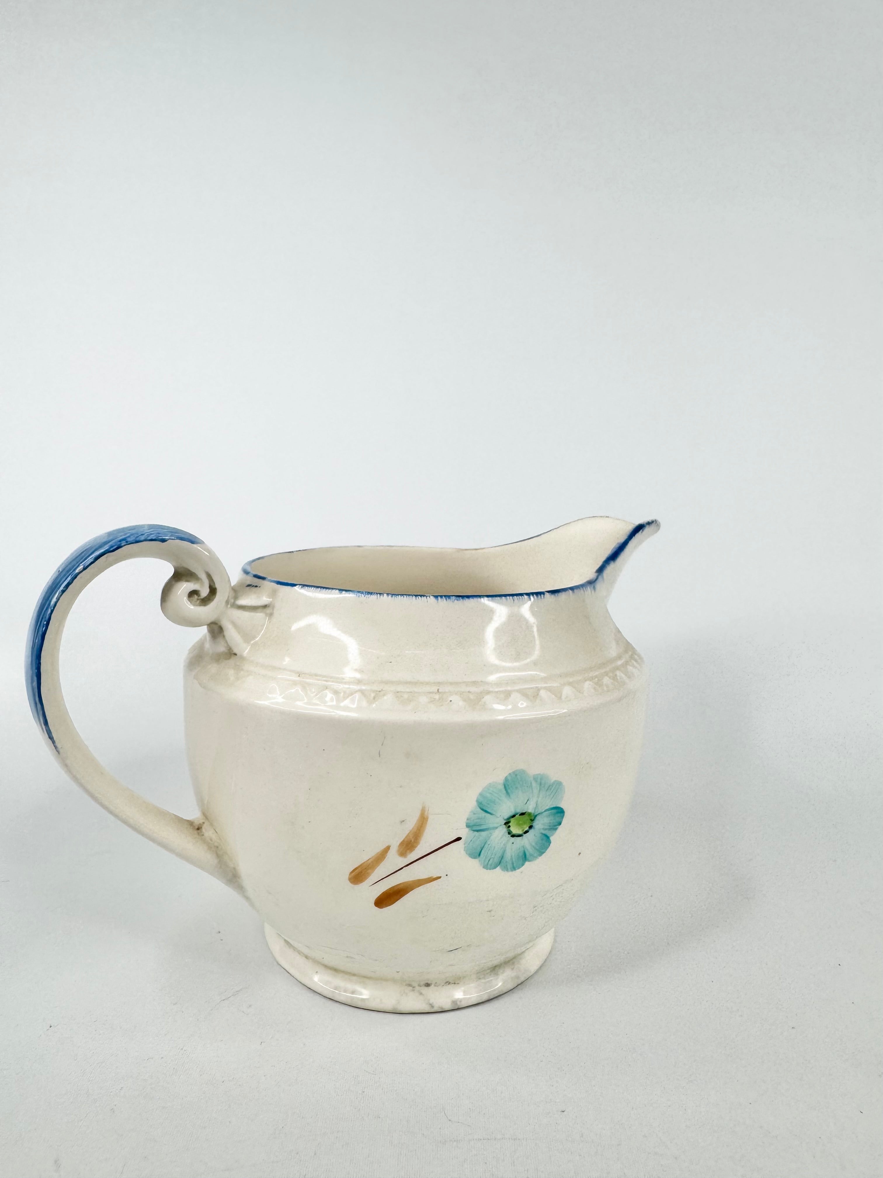 Swinnertons Staffordshire England White With Blue Detail and Floral Motif Creamer Jug
