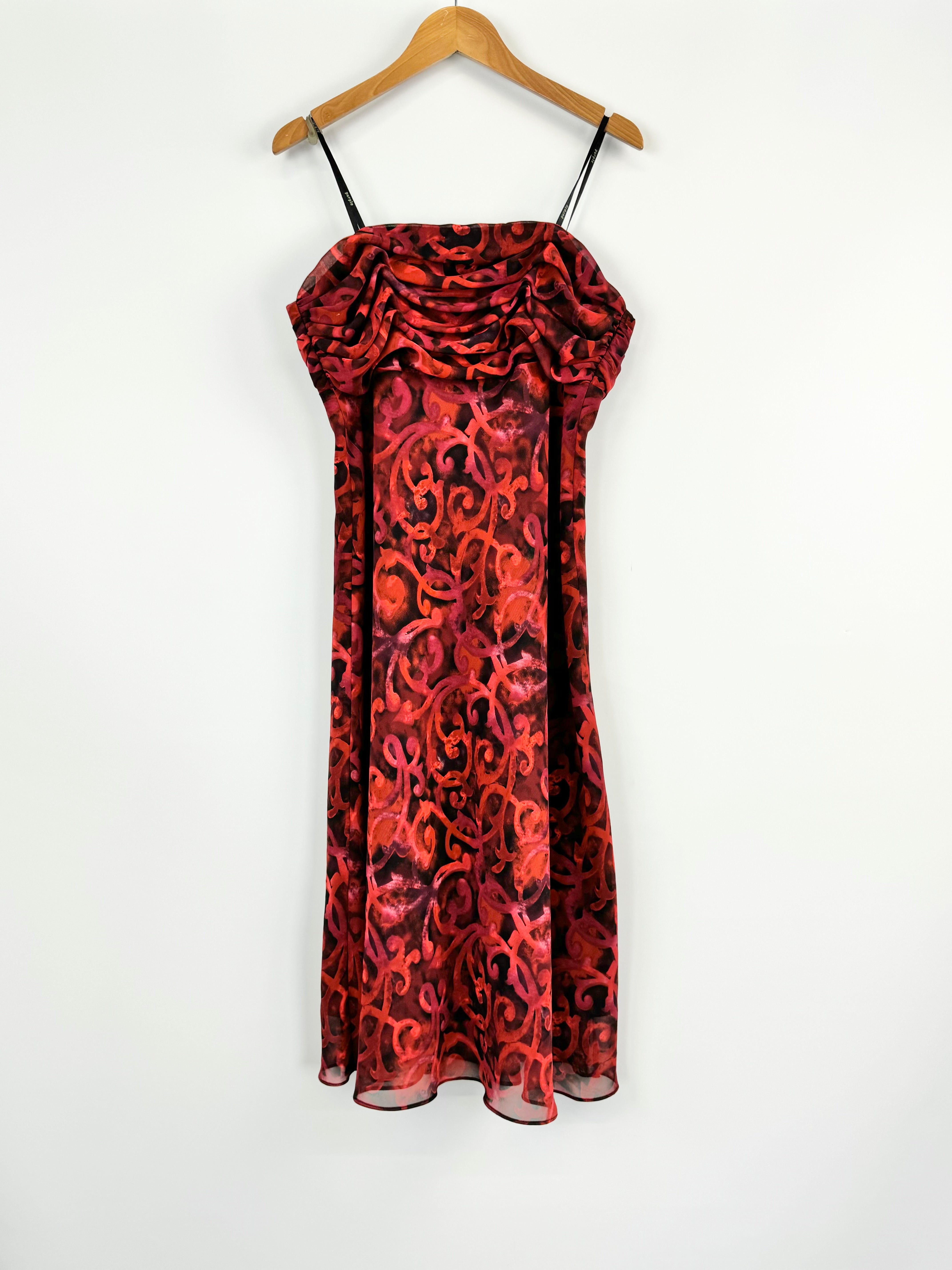 Y2K Purple Patch Red Pattern Strapless Cocktail Dress - AU12/14