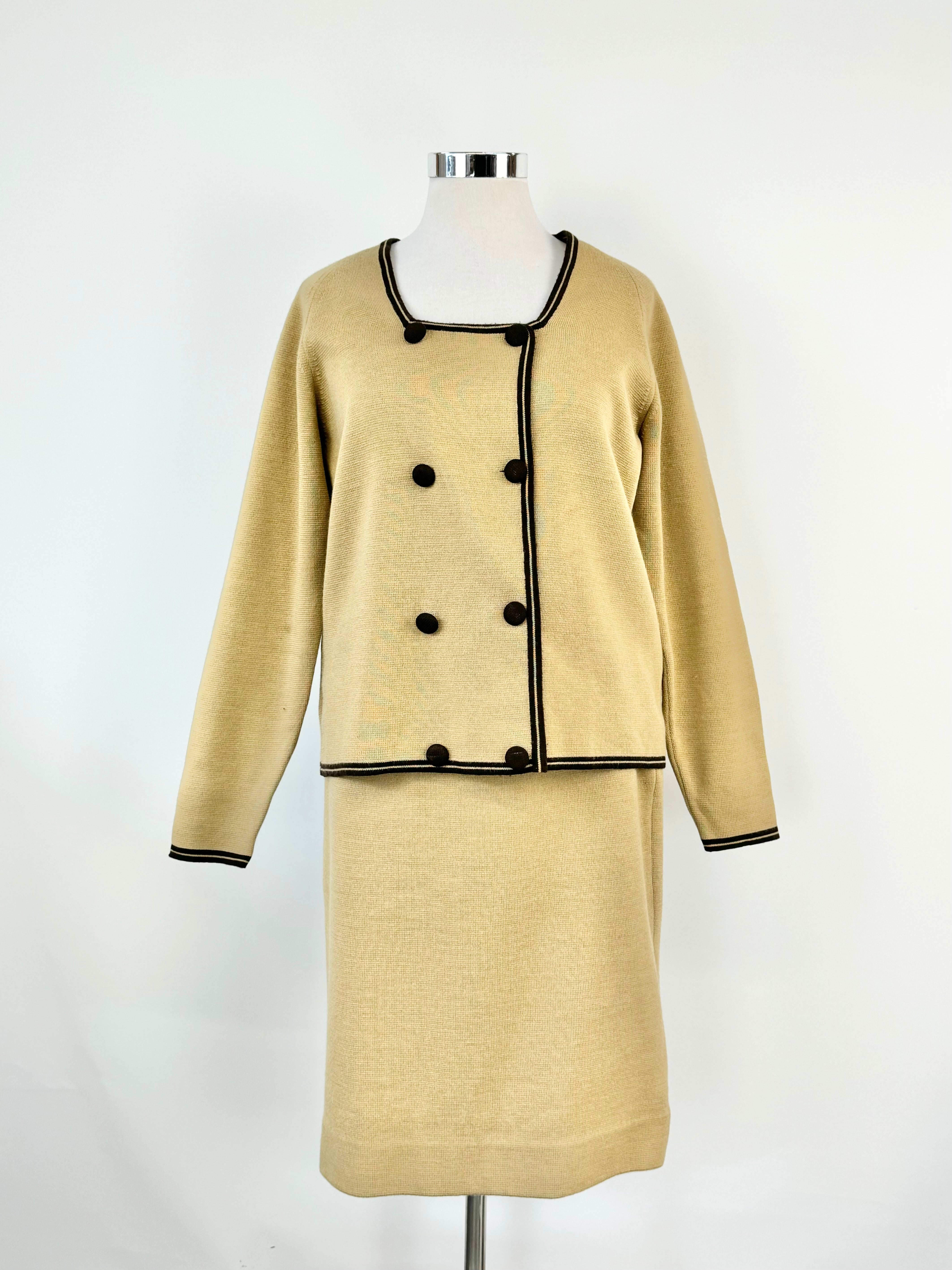 Hand Made Taupe Two Piece Wool Suit - AU12/14