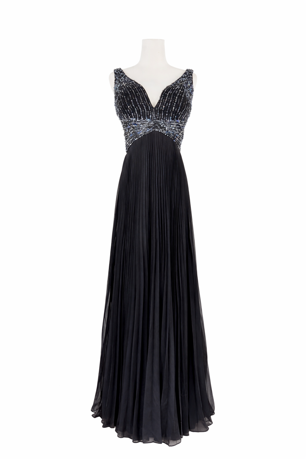 John Cavill Black Beaded & Pleated Cocktail Dress - AU8/10