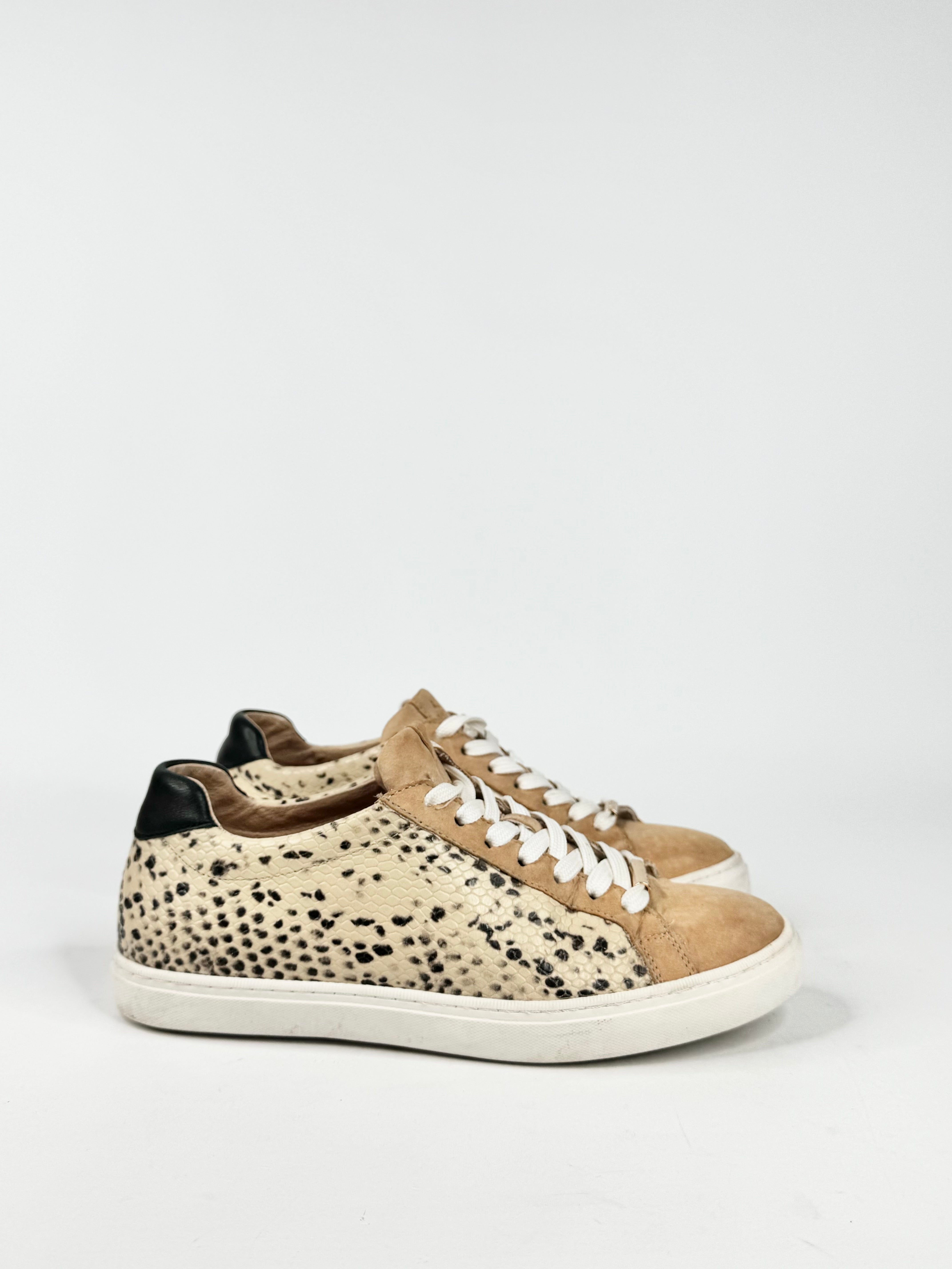 Bared Snakeskin Embossed Tan & Cream Lace Ups - EU37
