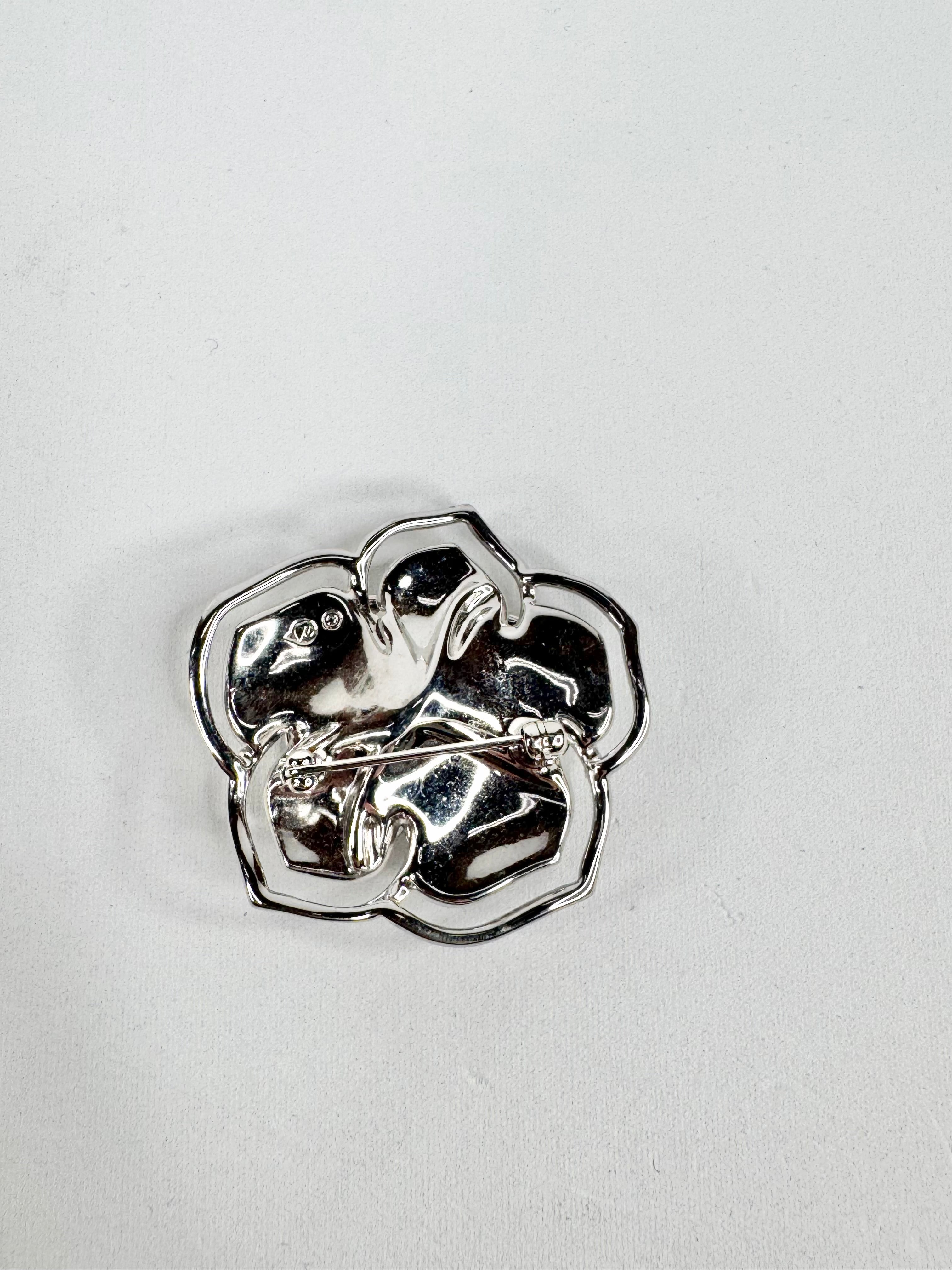 Swarovski Pave Crystal Studded Flower Brooch