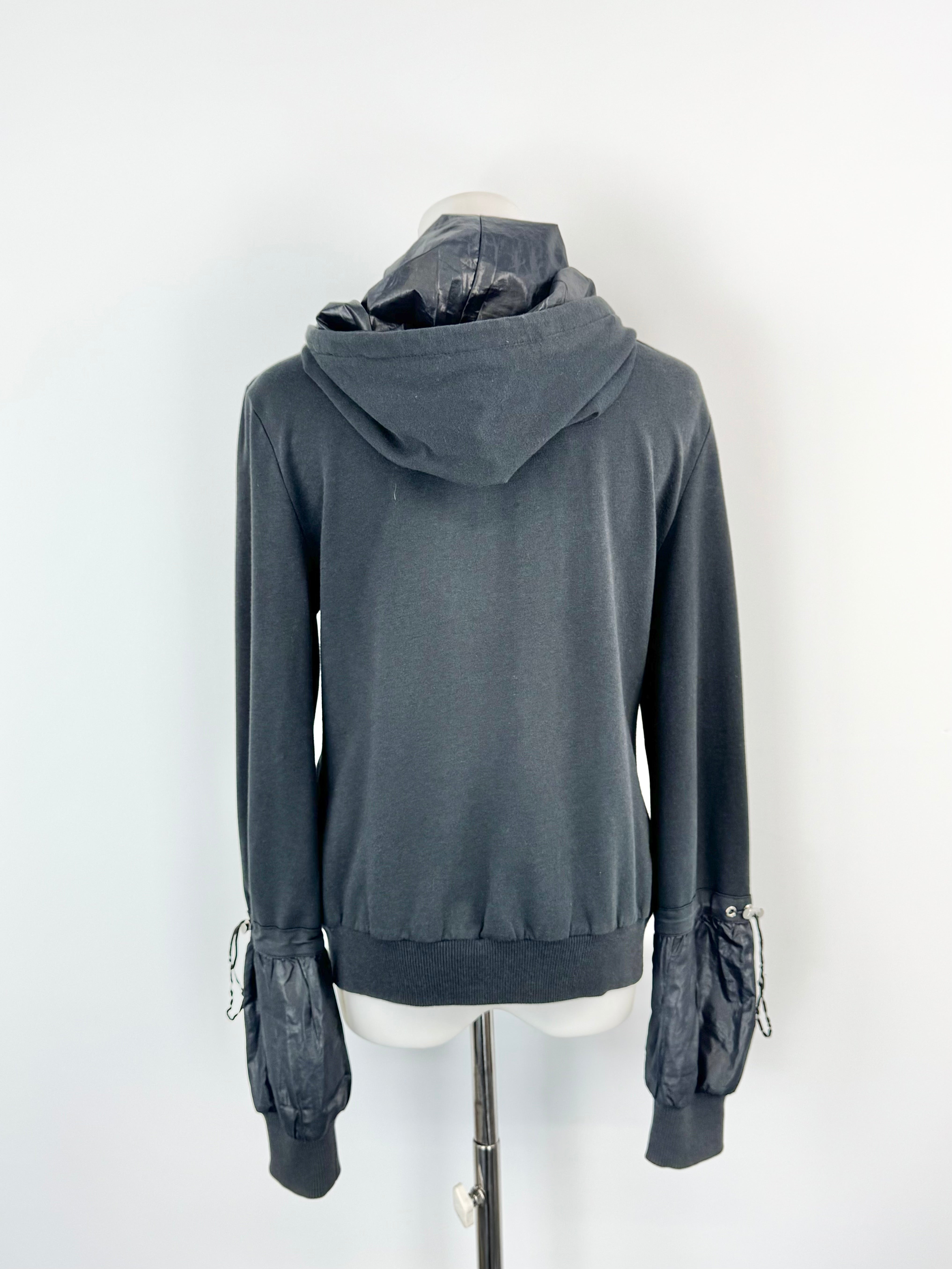 Love Moschino Black Puff Sleeve Black Zippered Hoodie - AU10