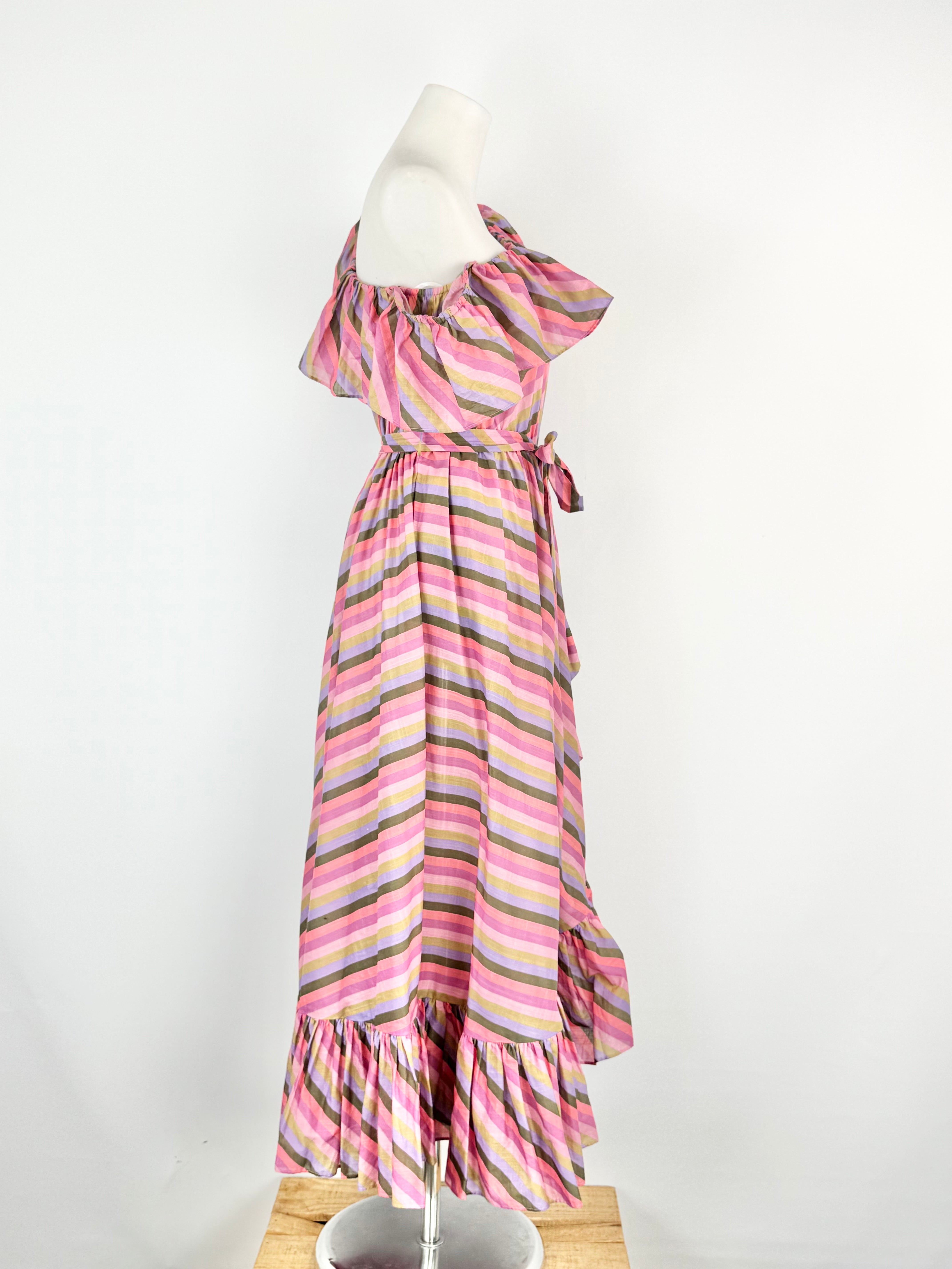 MFW Zimmermann Mauve & Posey Striped Maxi Dress - AU8/10