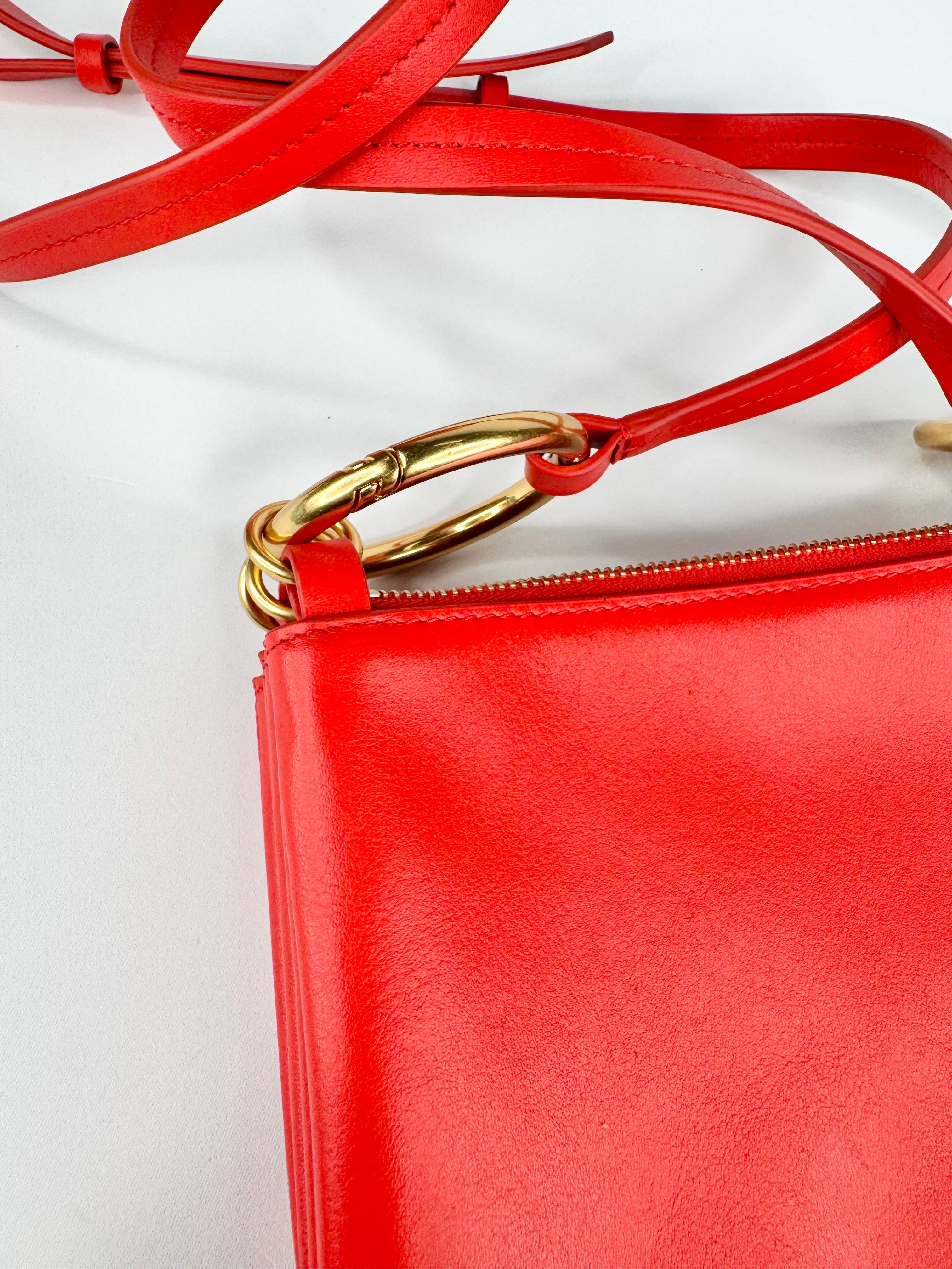 Oroton Chilli Red Smooth Leather Cross Body Bag