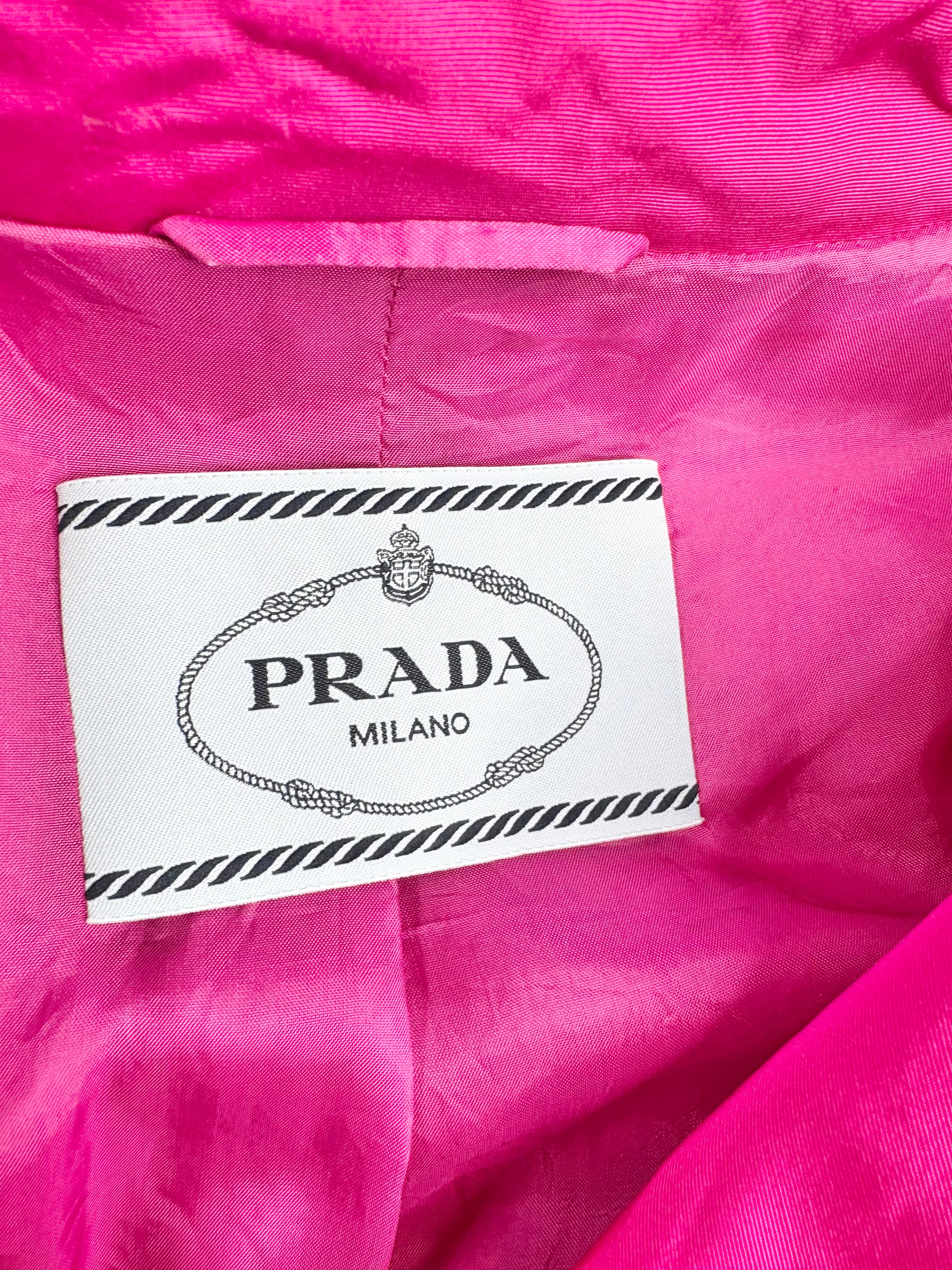 Prada Neon Fuchsia A-Line Swing Coat - AU10/12