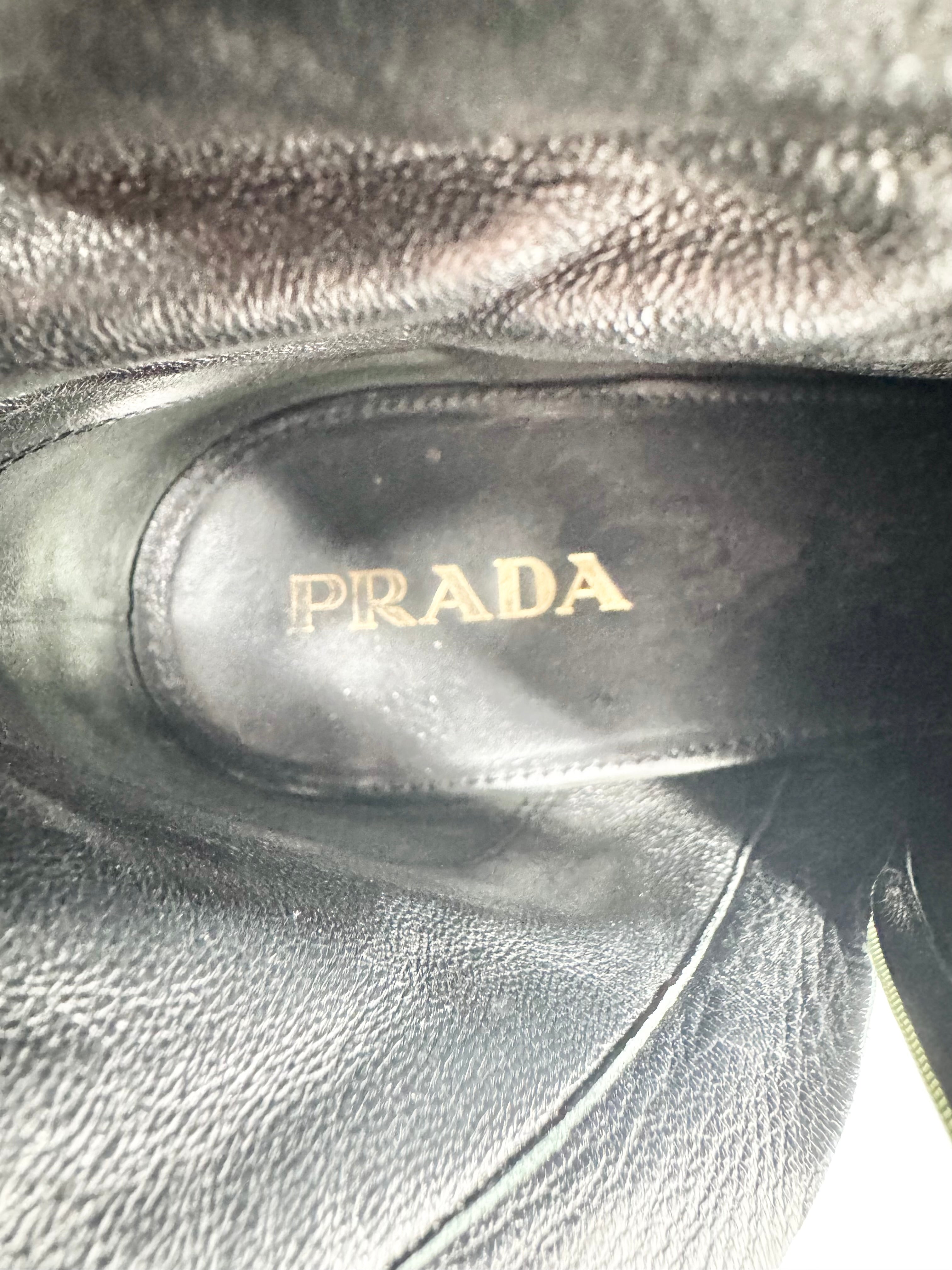 Prada Black Smooth Leather Zippered Ankle Boots - EU40