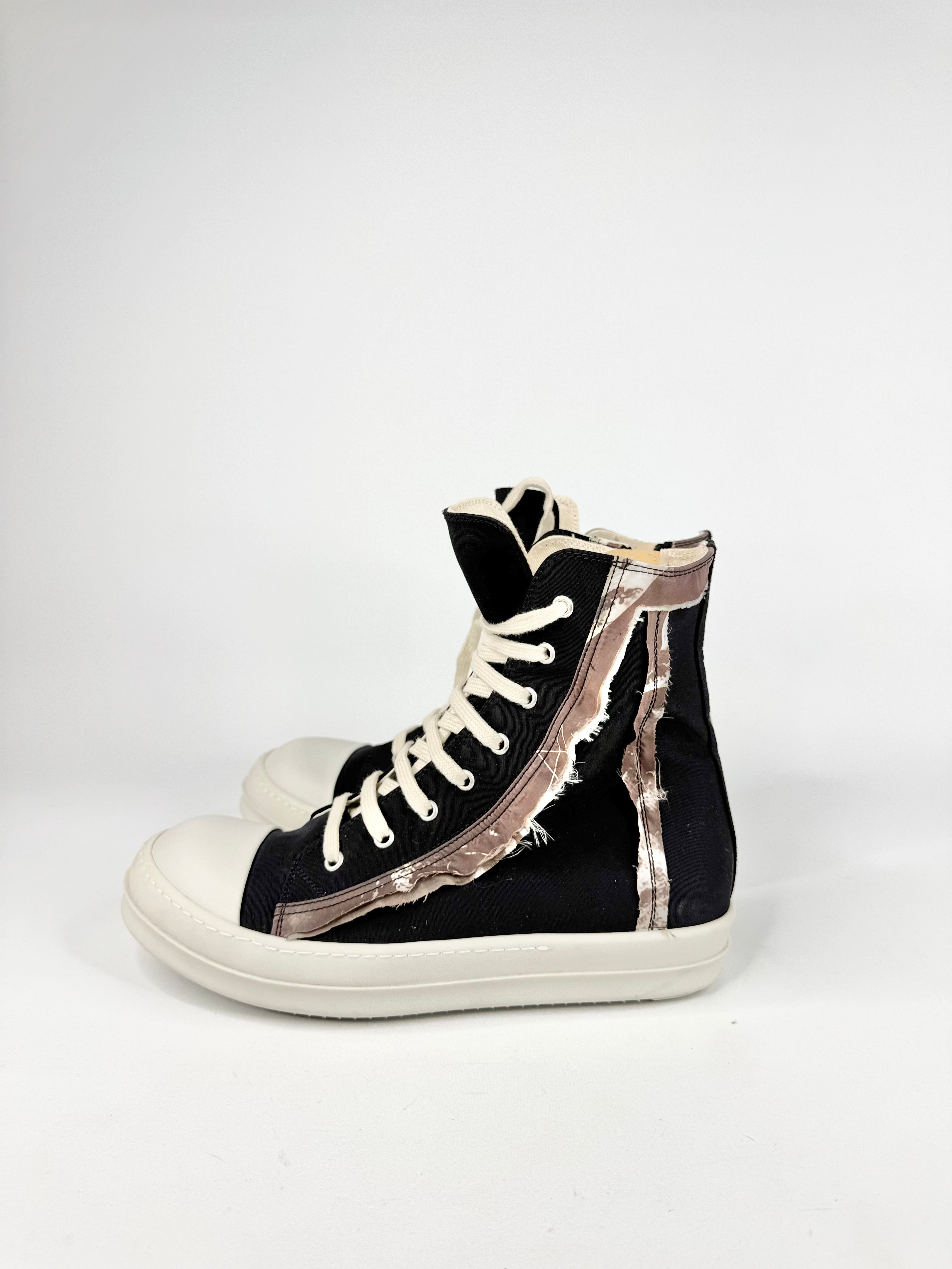 Rick Owens Drkshdw Black & White Ruffle Trim Ramones - EU41