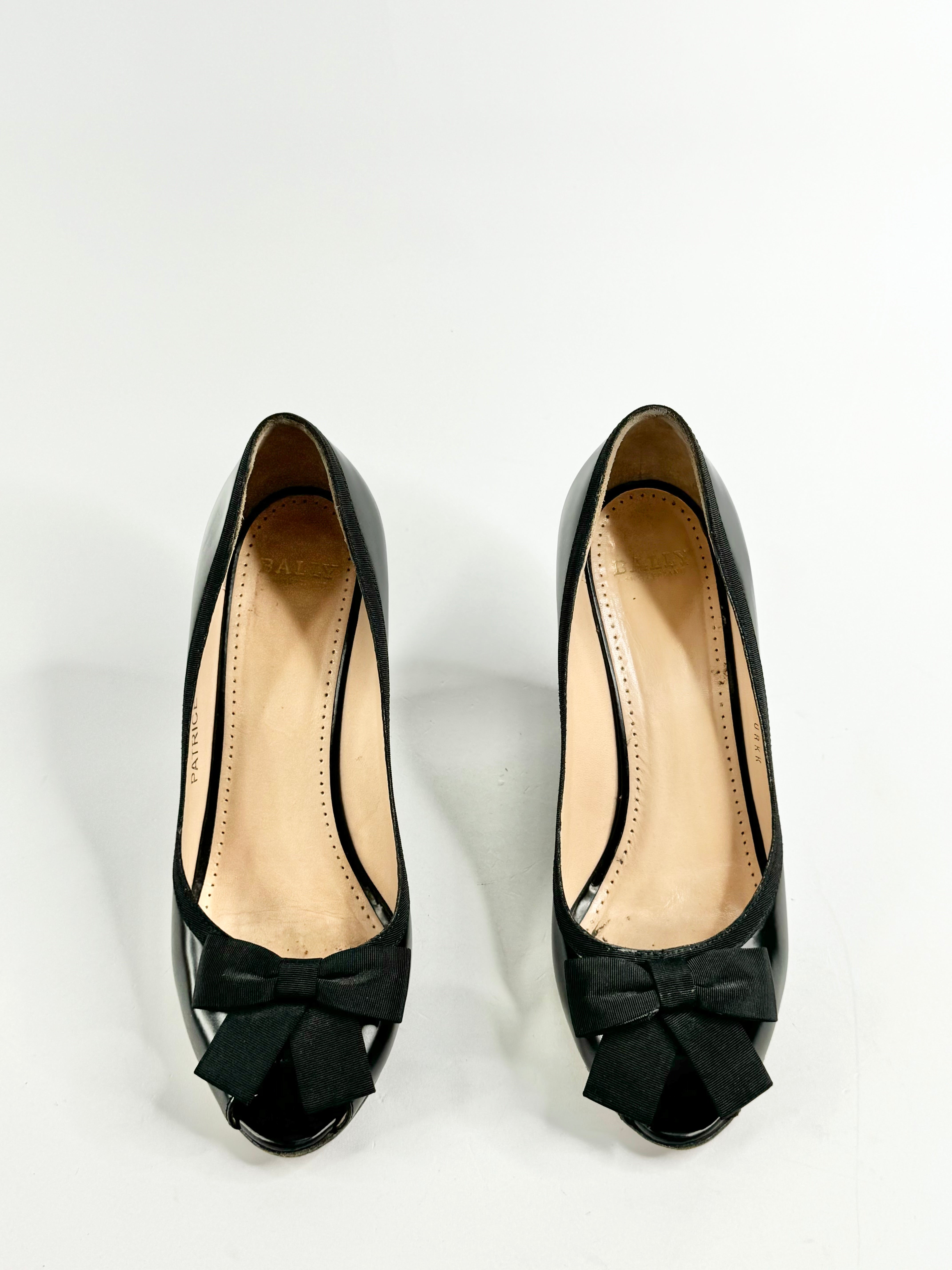 Bally Black 'Patrice' Peep Toe Wedges - EU38.5