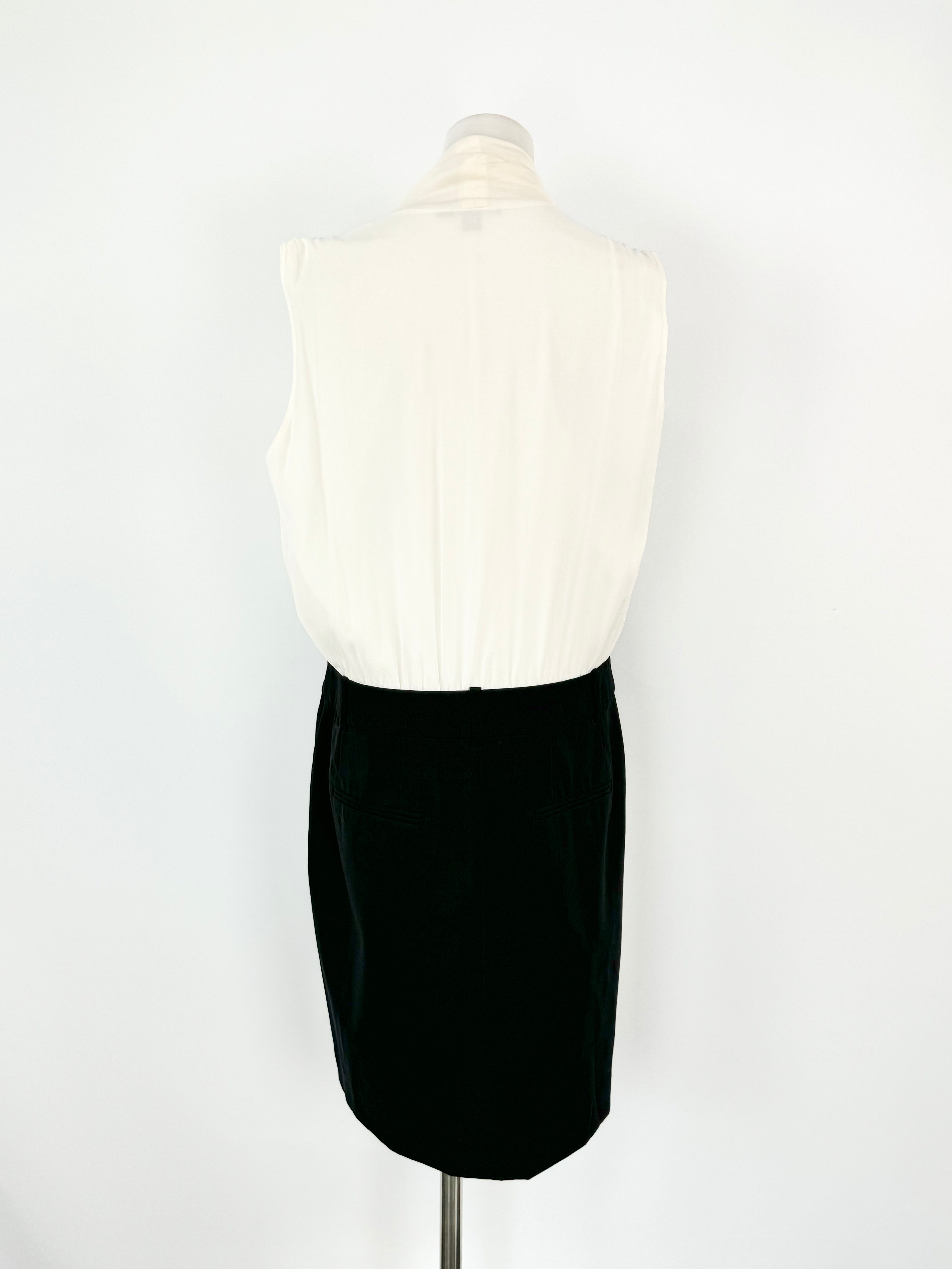 Donna Karen New York White & Black Midi Dress - AU8/10