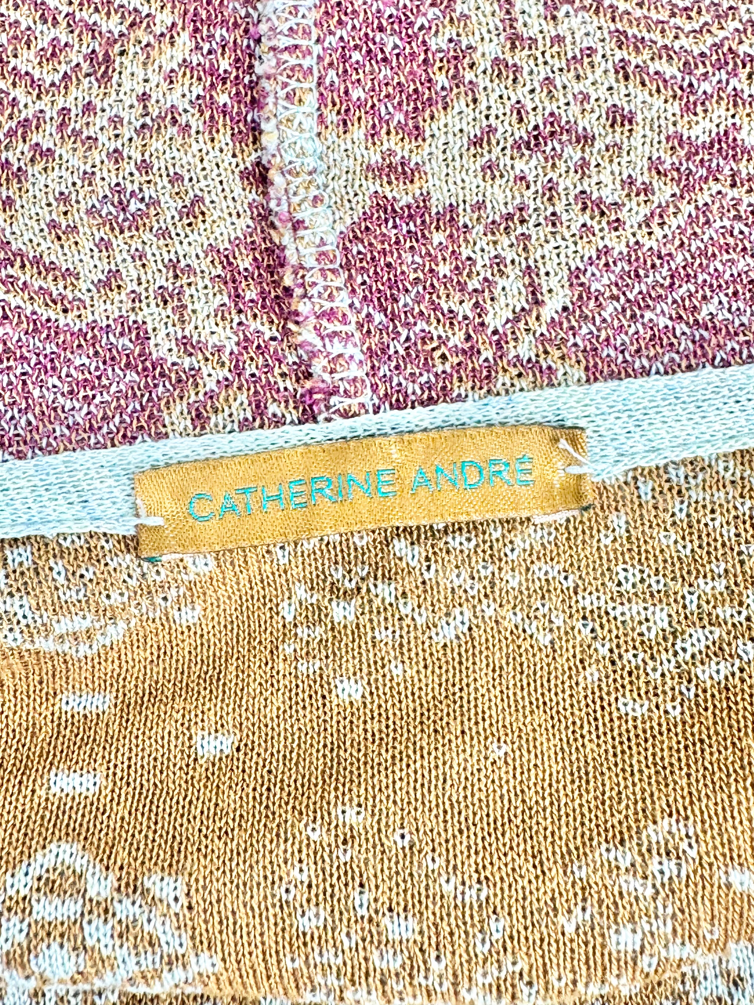 Catherine Andre Deep Gold & Aqua Waterfall Knitwear Cardigan - AU8