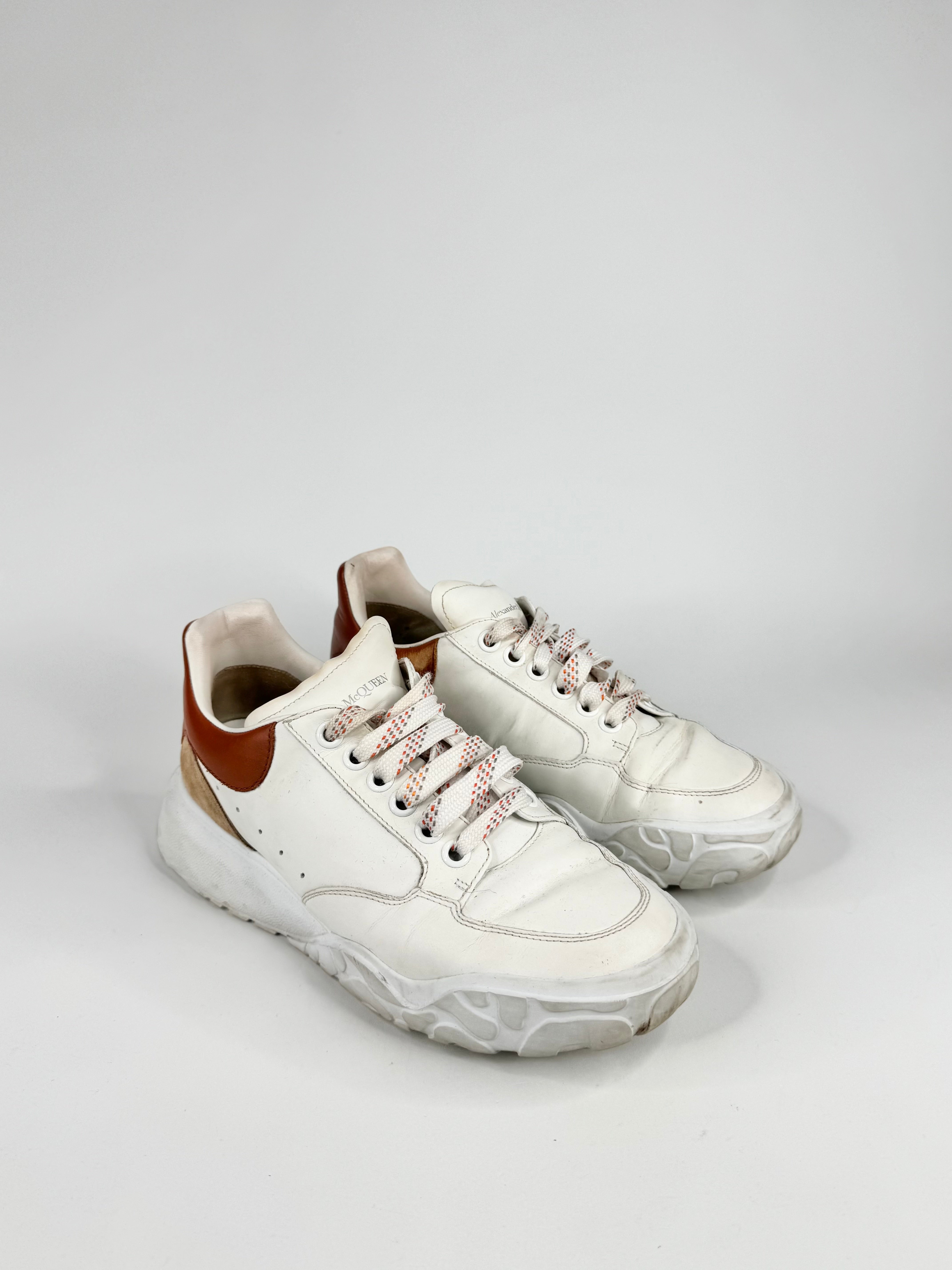 Alexander McQueen White & Tan Oversized Sneakers - EU40