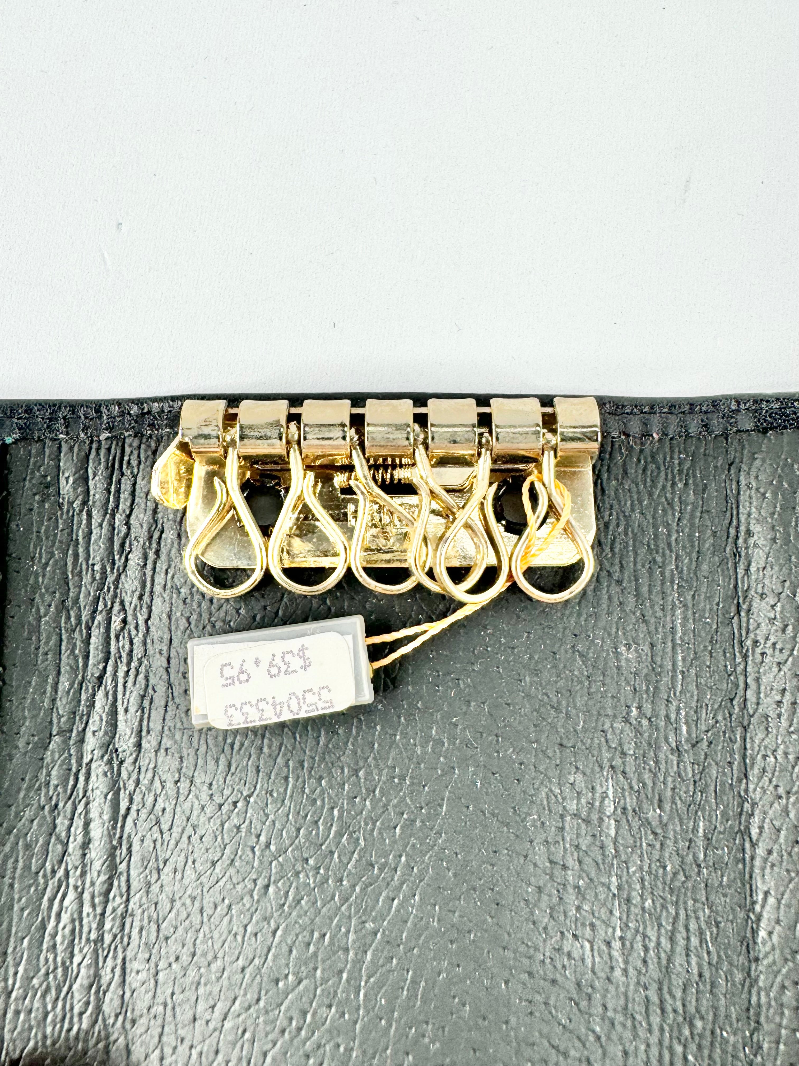 Oroton Sleek Black Leather Key Holder