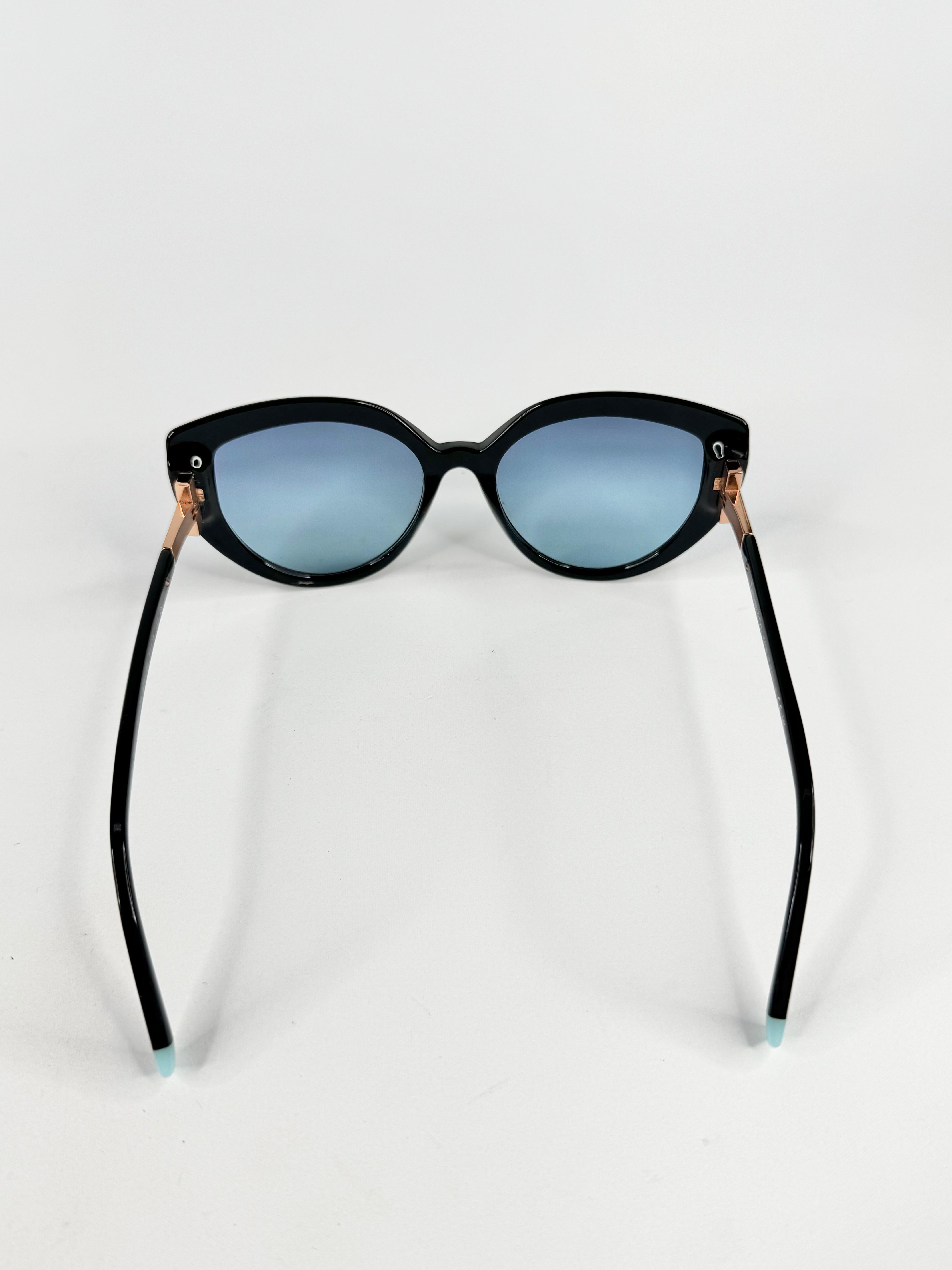 Tiffany & Co Black Blue Lens Cat Eye Sunglasses