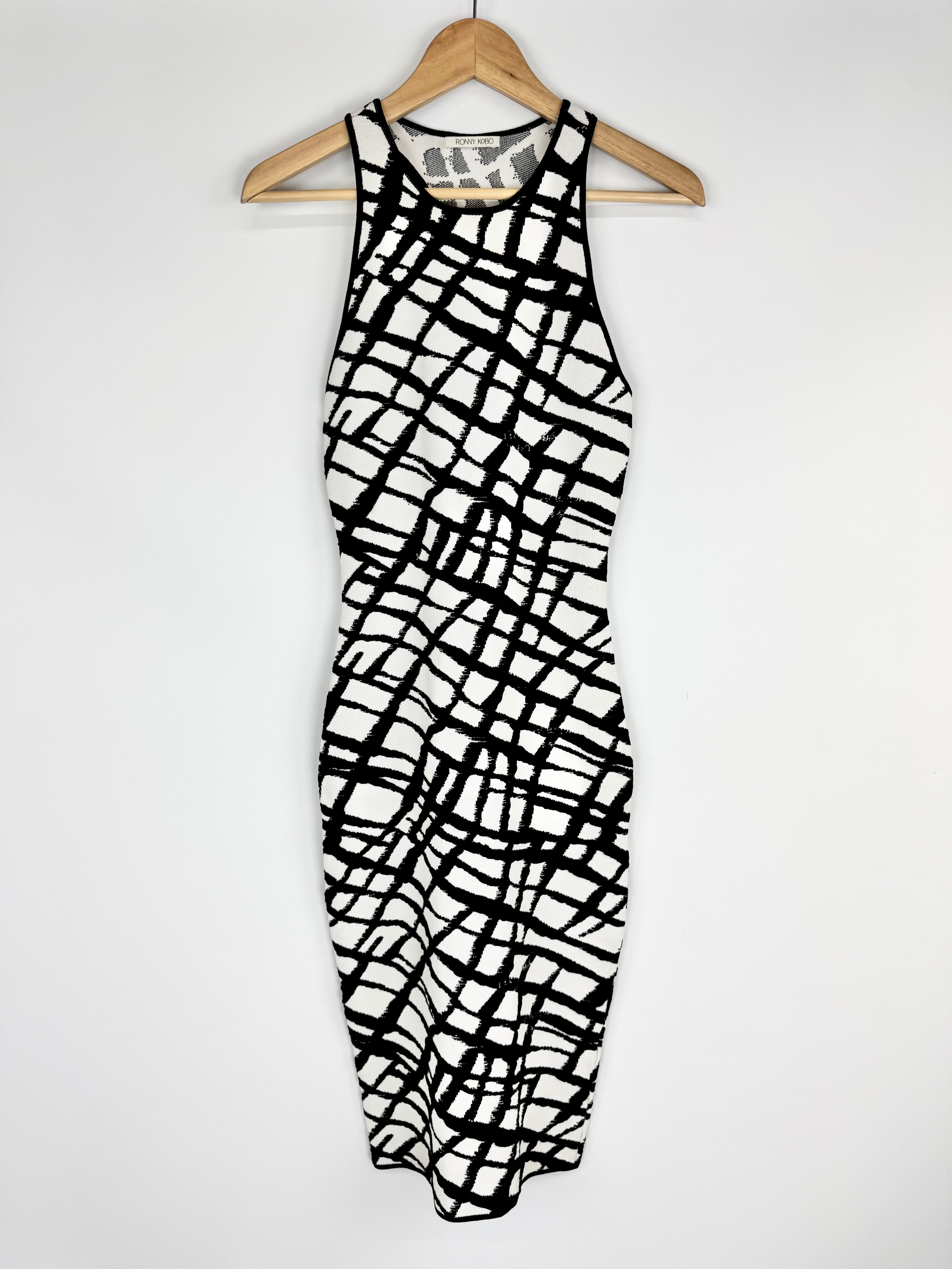Ronny Kobo Black & White Jacquard Sheath Dress - AU8/10