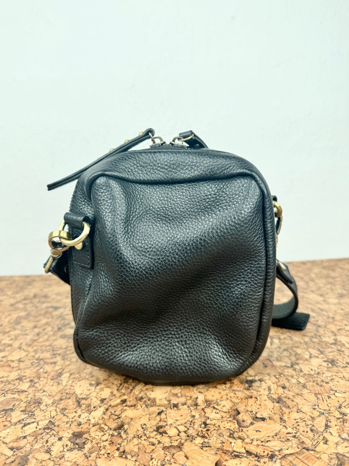 Status Anxiety Black Pebbled Leather Mini Cross Body Pouch