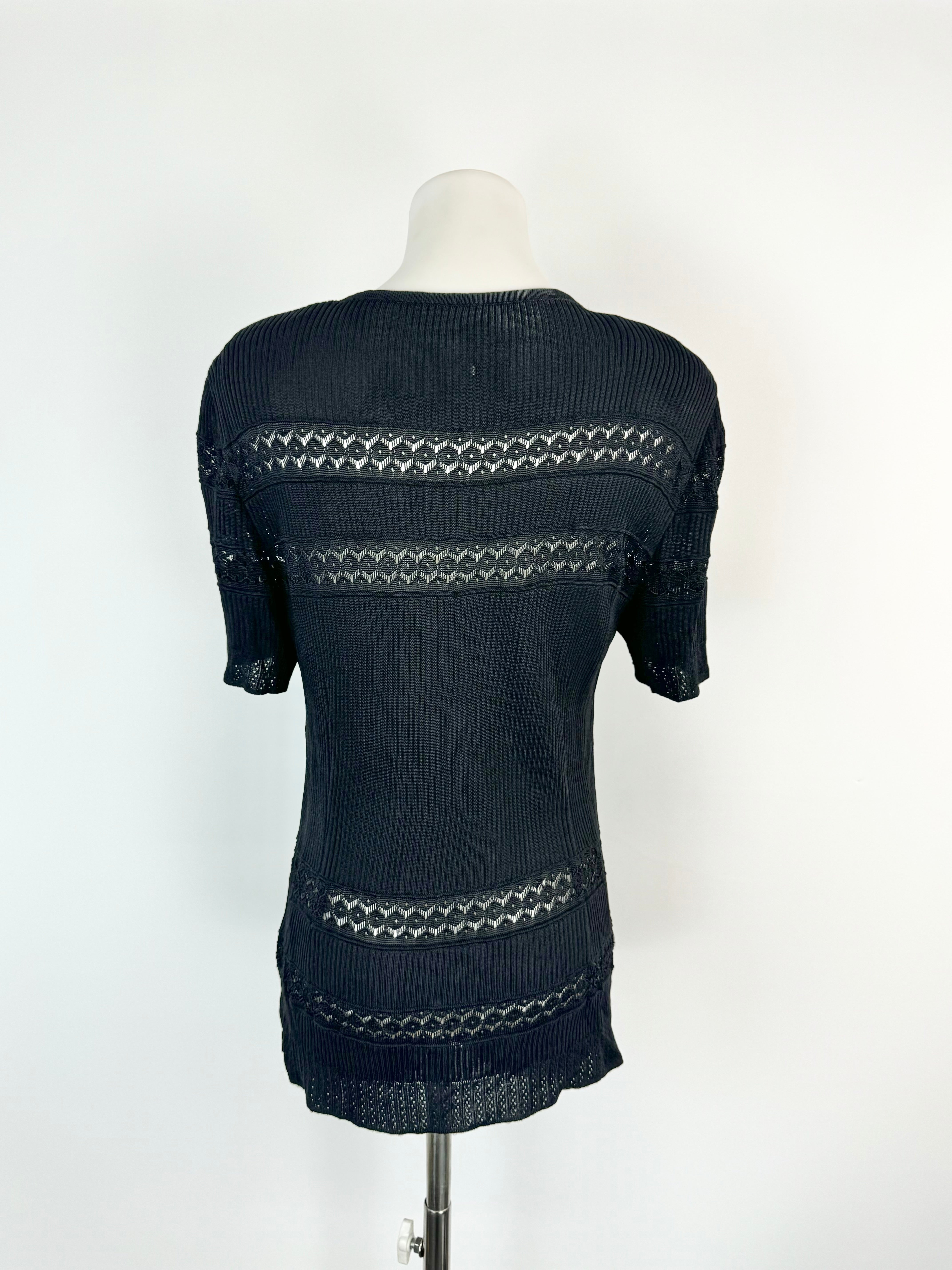 Escada Black Lace Knit Top - AU10