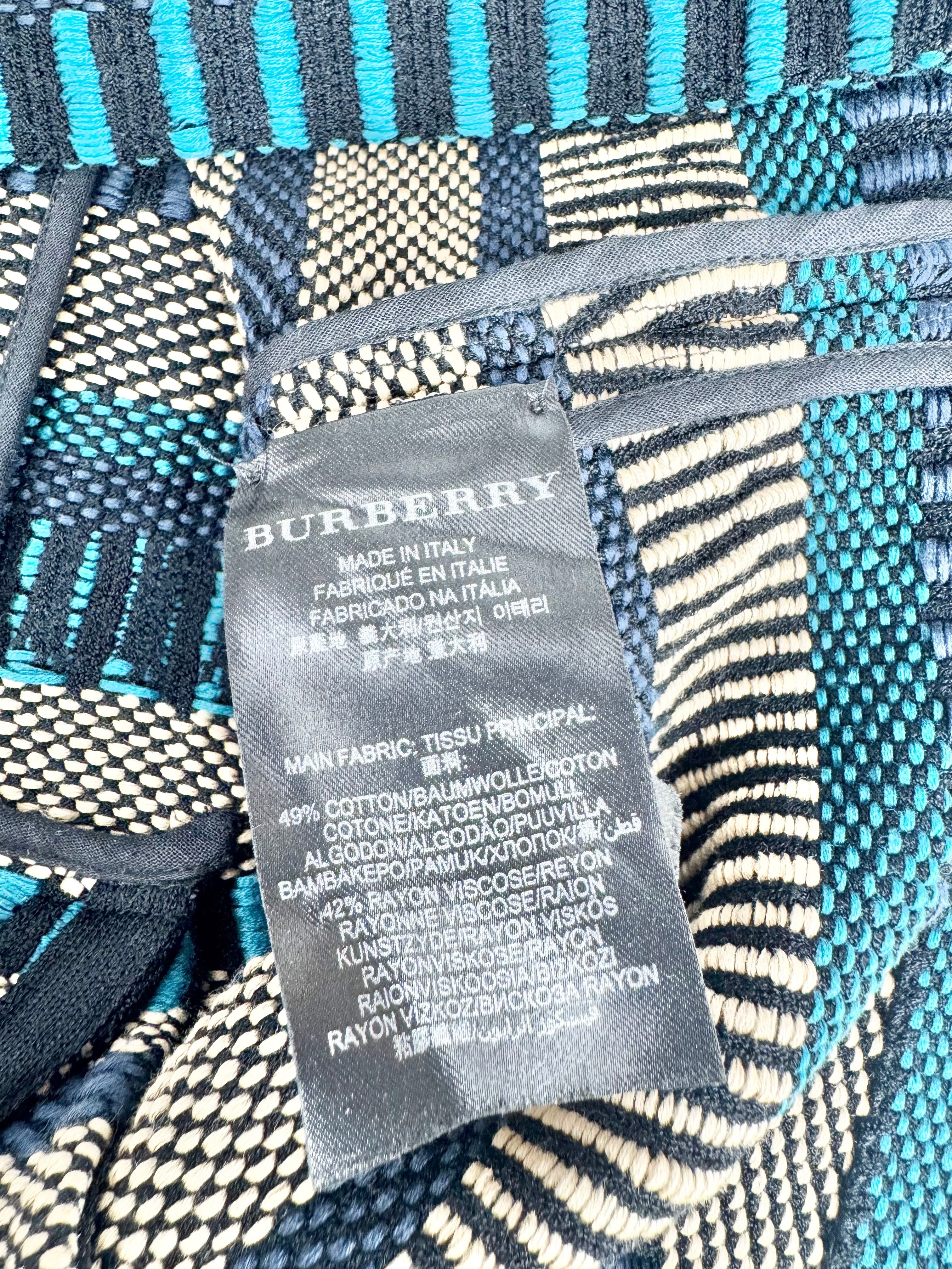 Burberry Prorsum Gold & Teal Woven Pencil Skirt - AU10