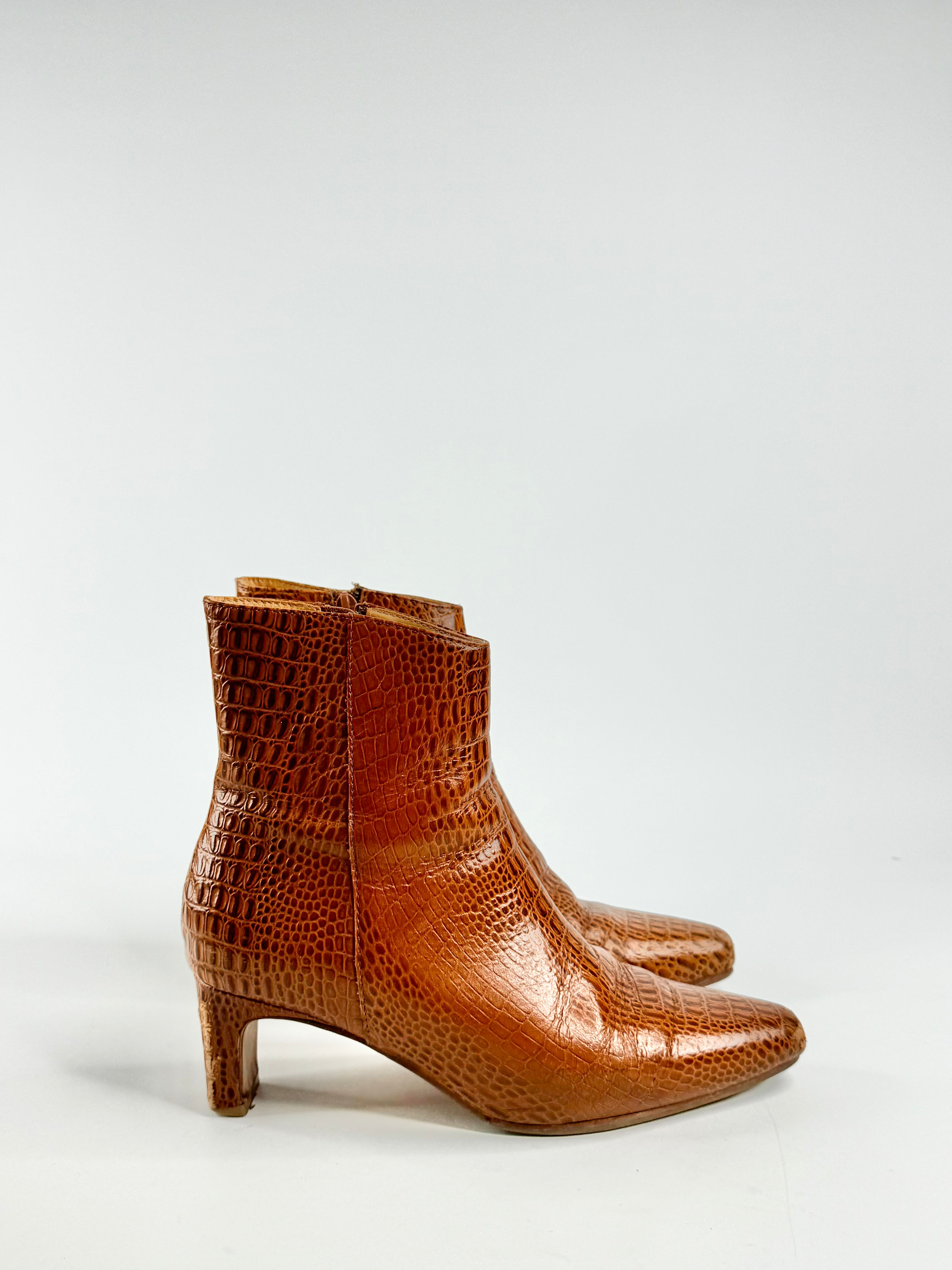 Bared Tan Reptile Ankle Boots - EU38