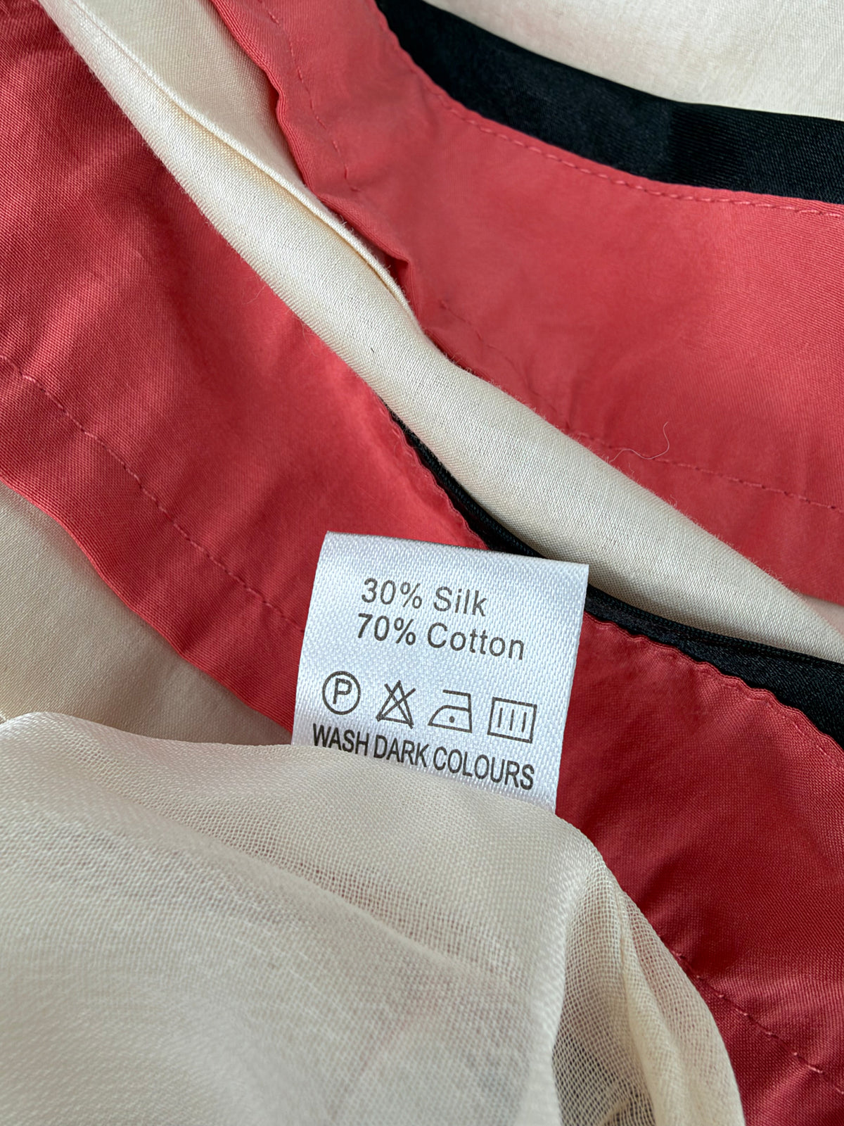 Marc by Marc Jacobs Silk & Cotton Cream, Salmon & Black Tiered Midi Dress - AU8