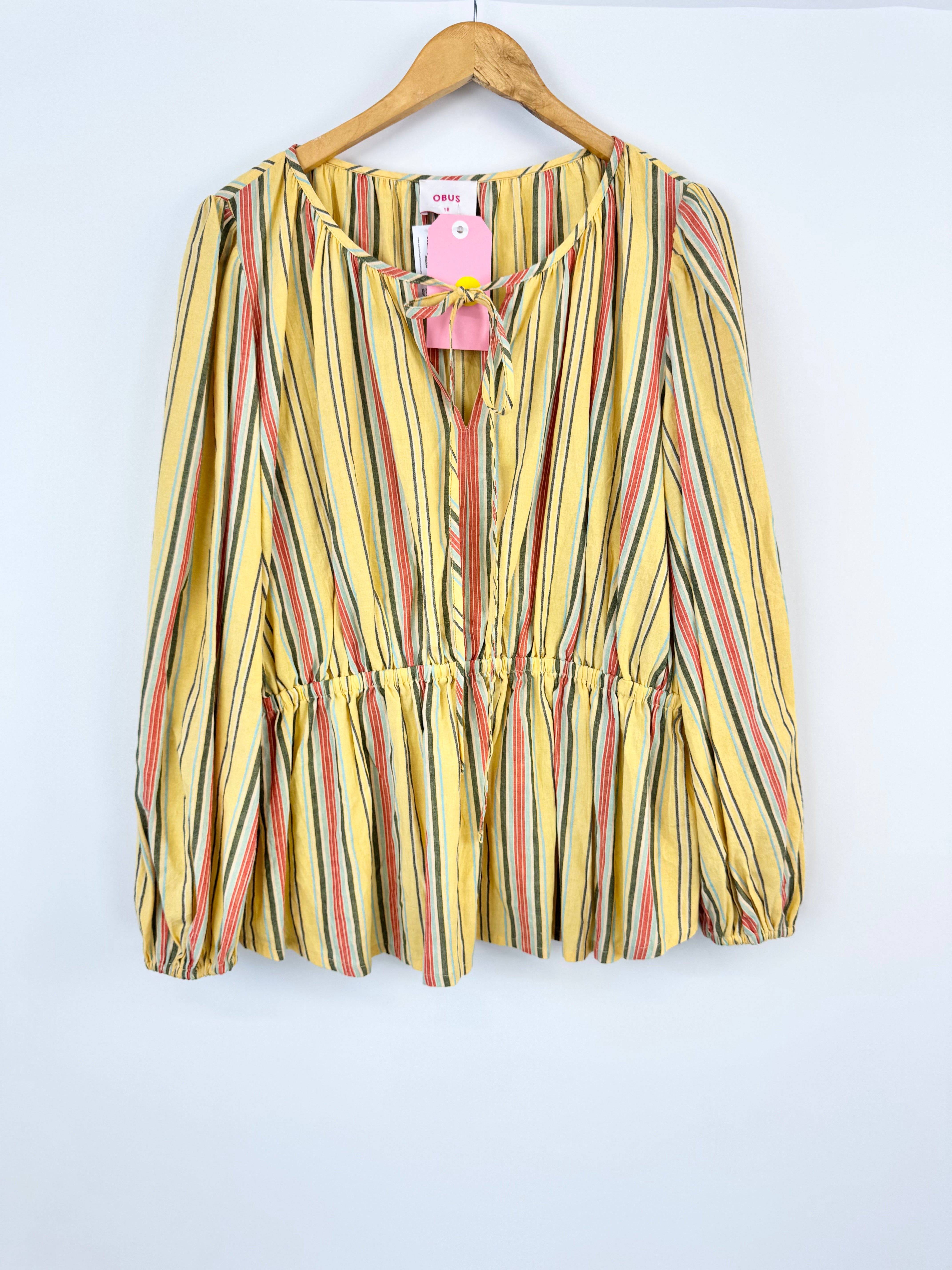 OBUS YELLOW LONG SLEEVE STRIPED TOP - AU16