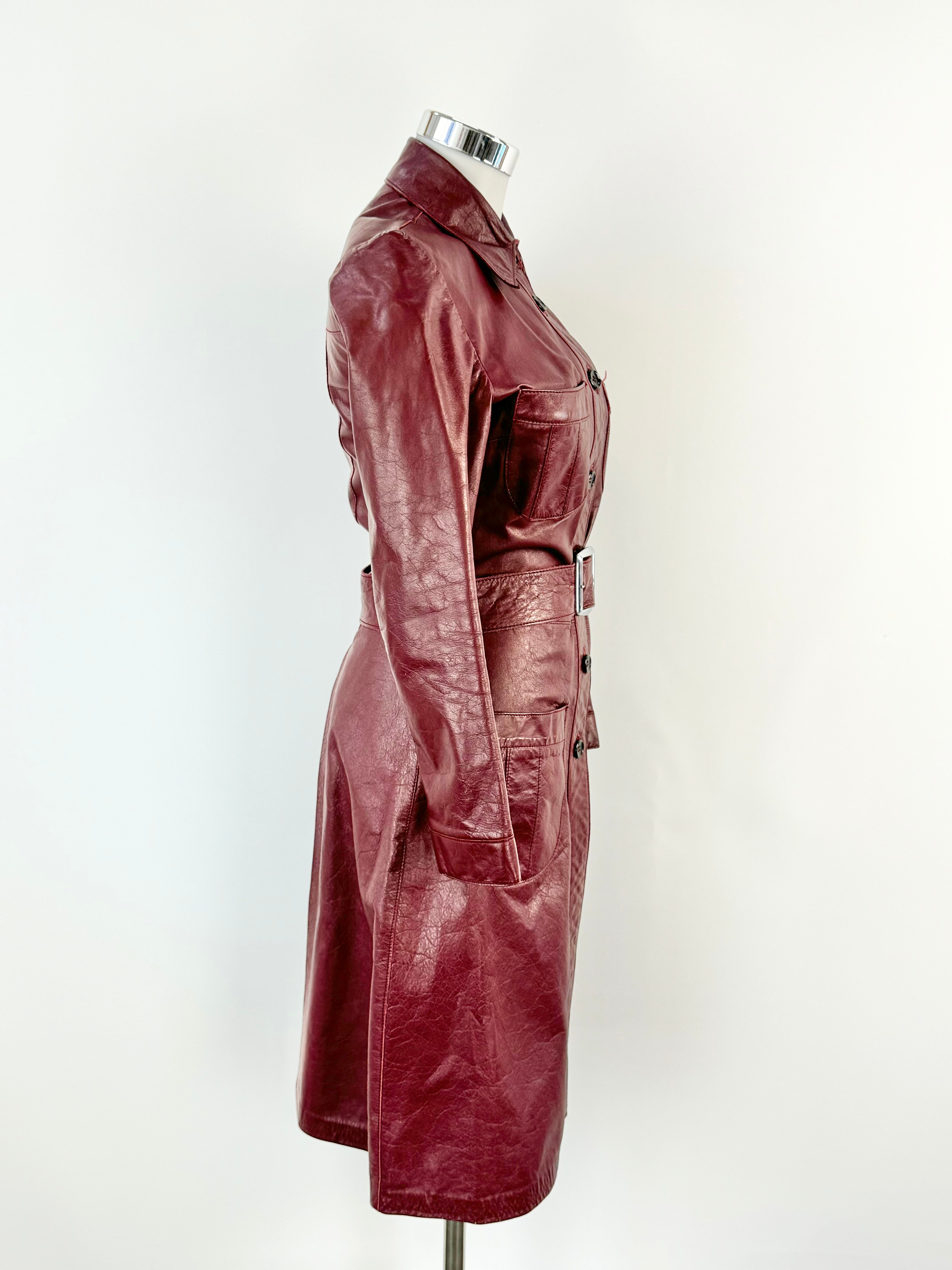 Vintage Merivale Mulberry Leather Trench Coat - AU6/8