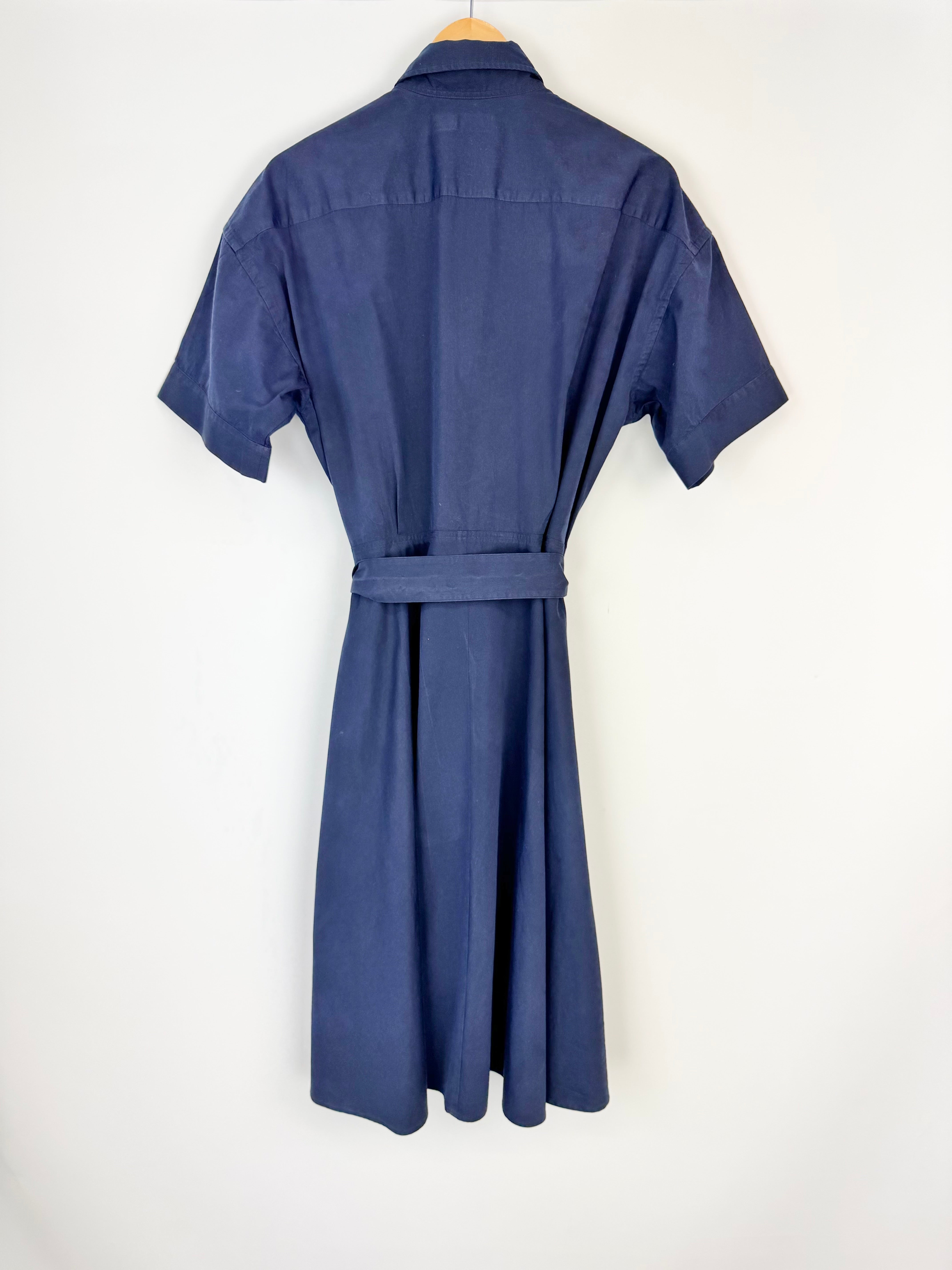 Polo Ralph Lauren Blue Cotton Short Sleeve Shirt Dress - AU14