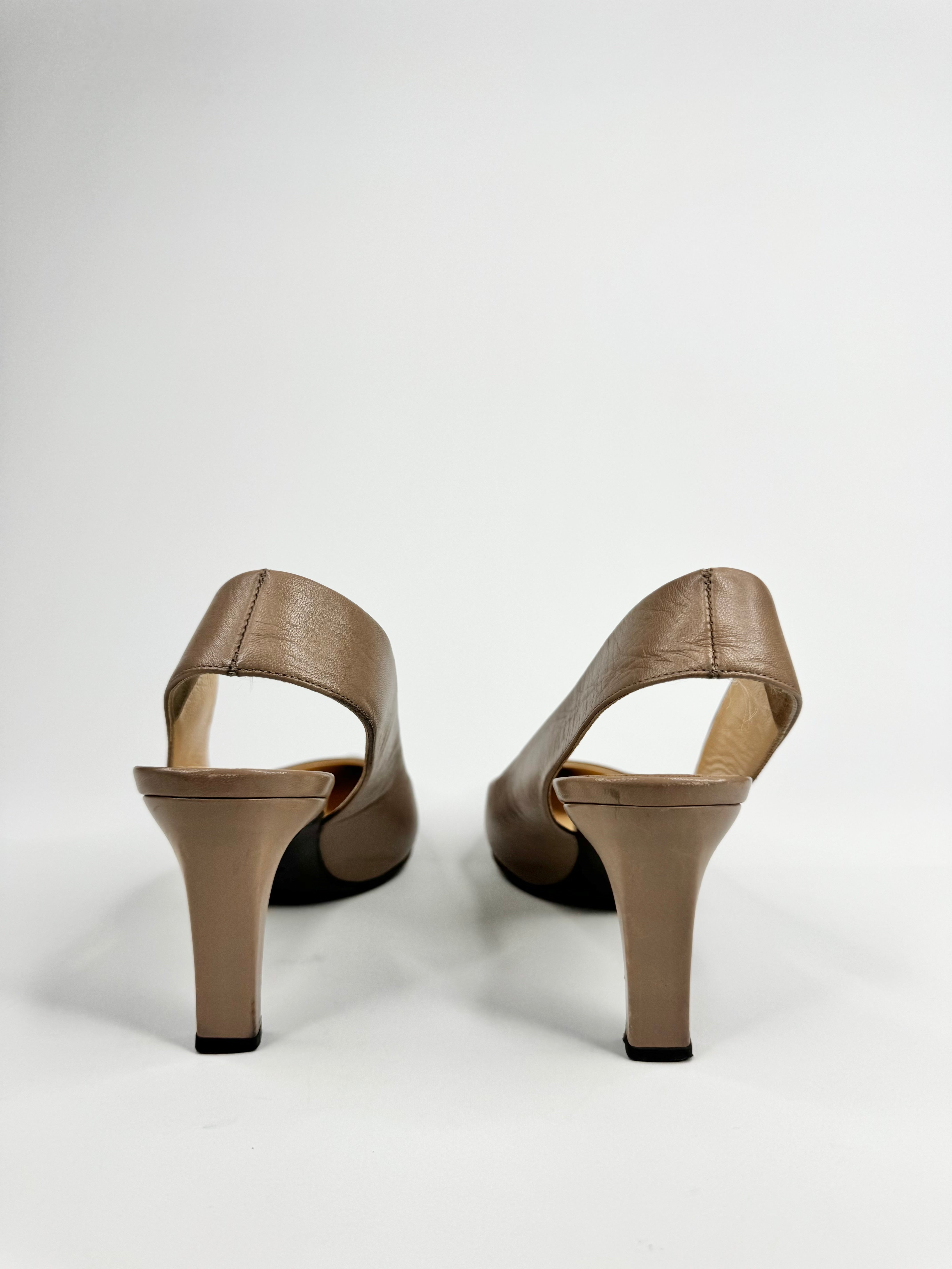Helmut Lang Taupe Sling Back Pumps - EU37