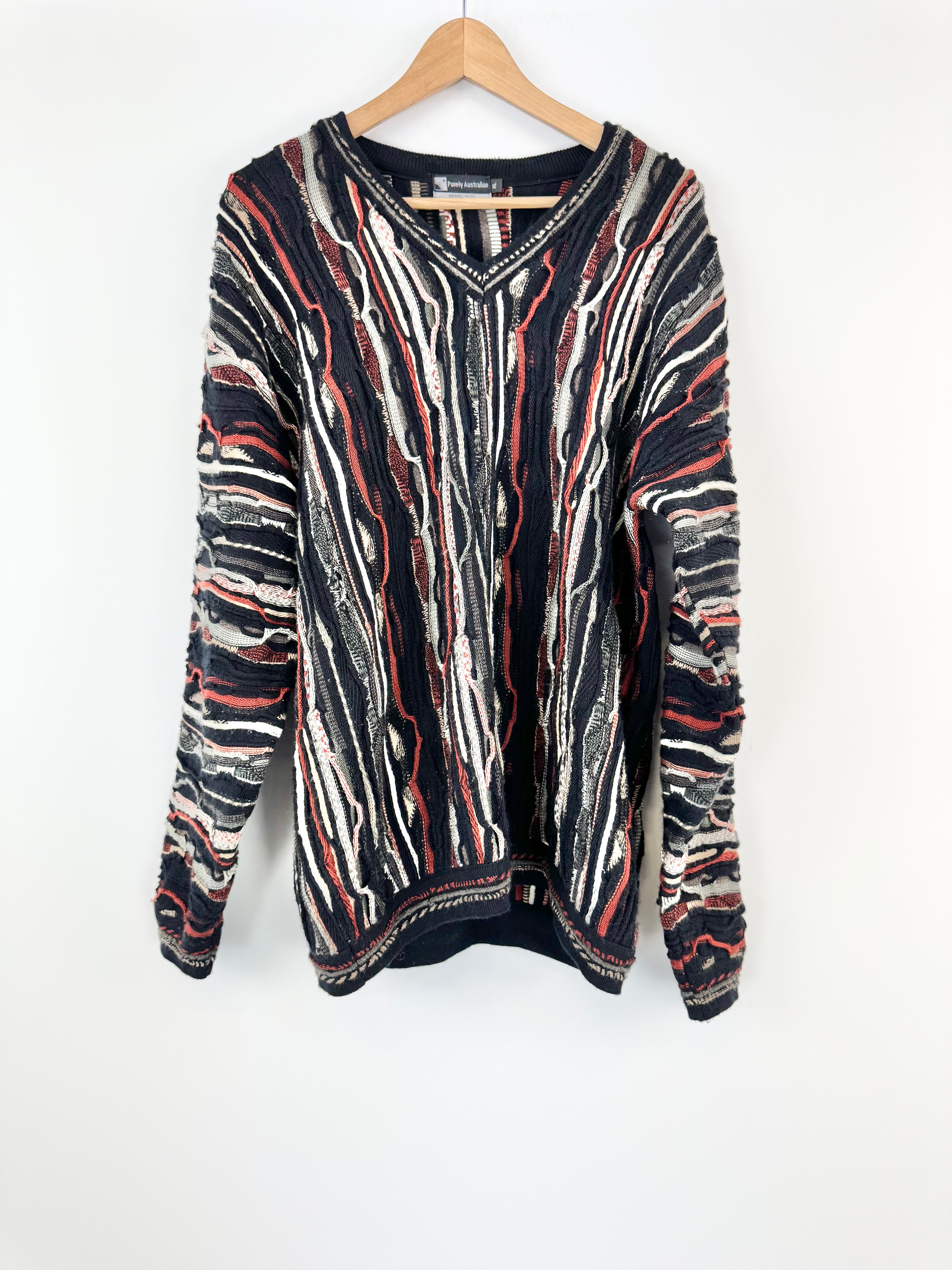 Purely Australian Earthen Tone Merino Wool 3D Texture Sweater - XL