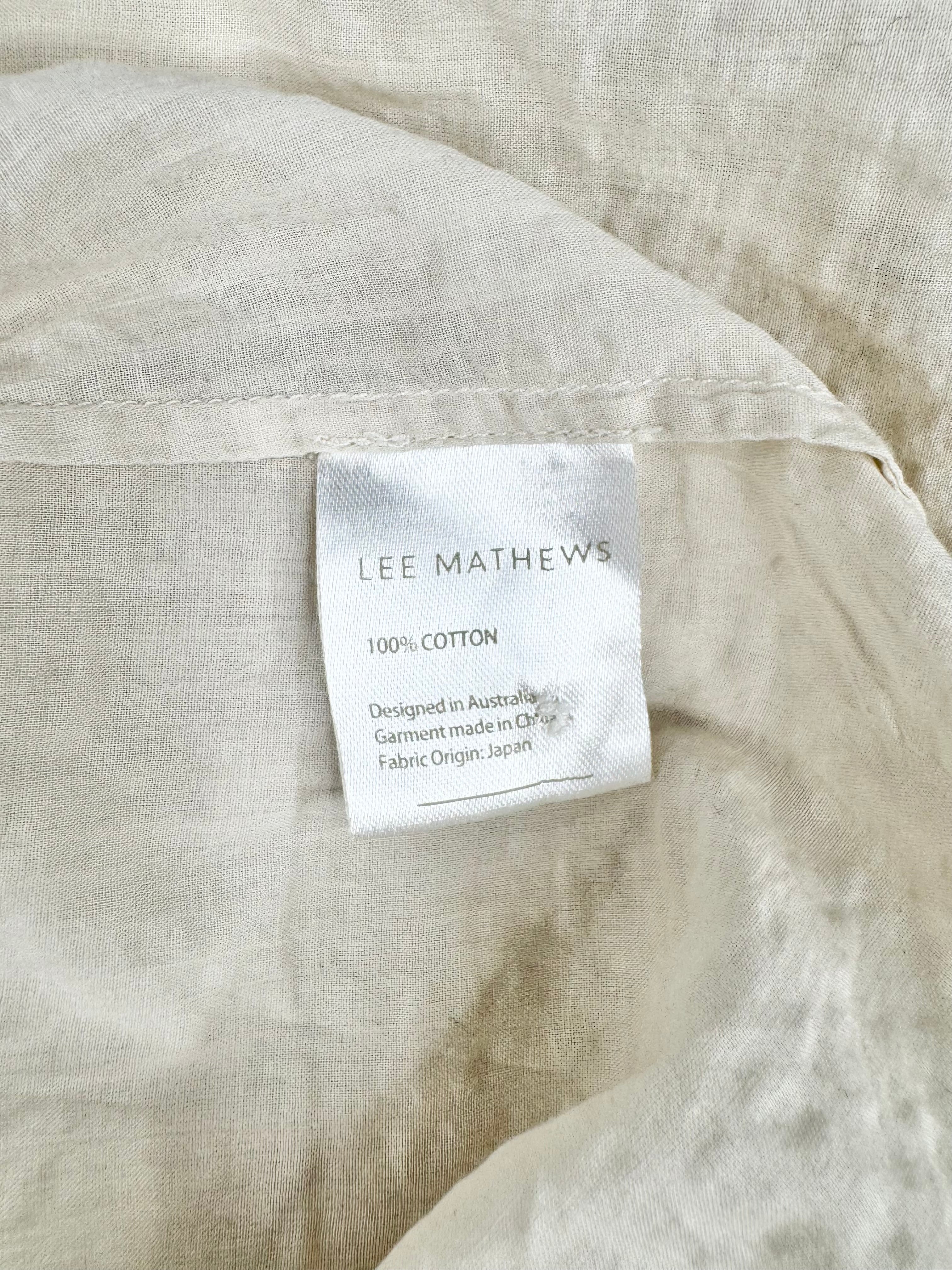 Lee Mathews Cream Seersucker Peasant Blouse - AU12/14