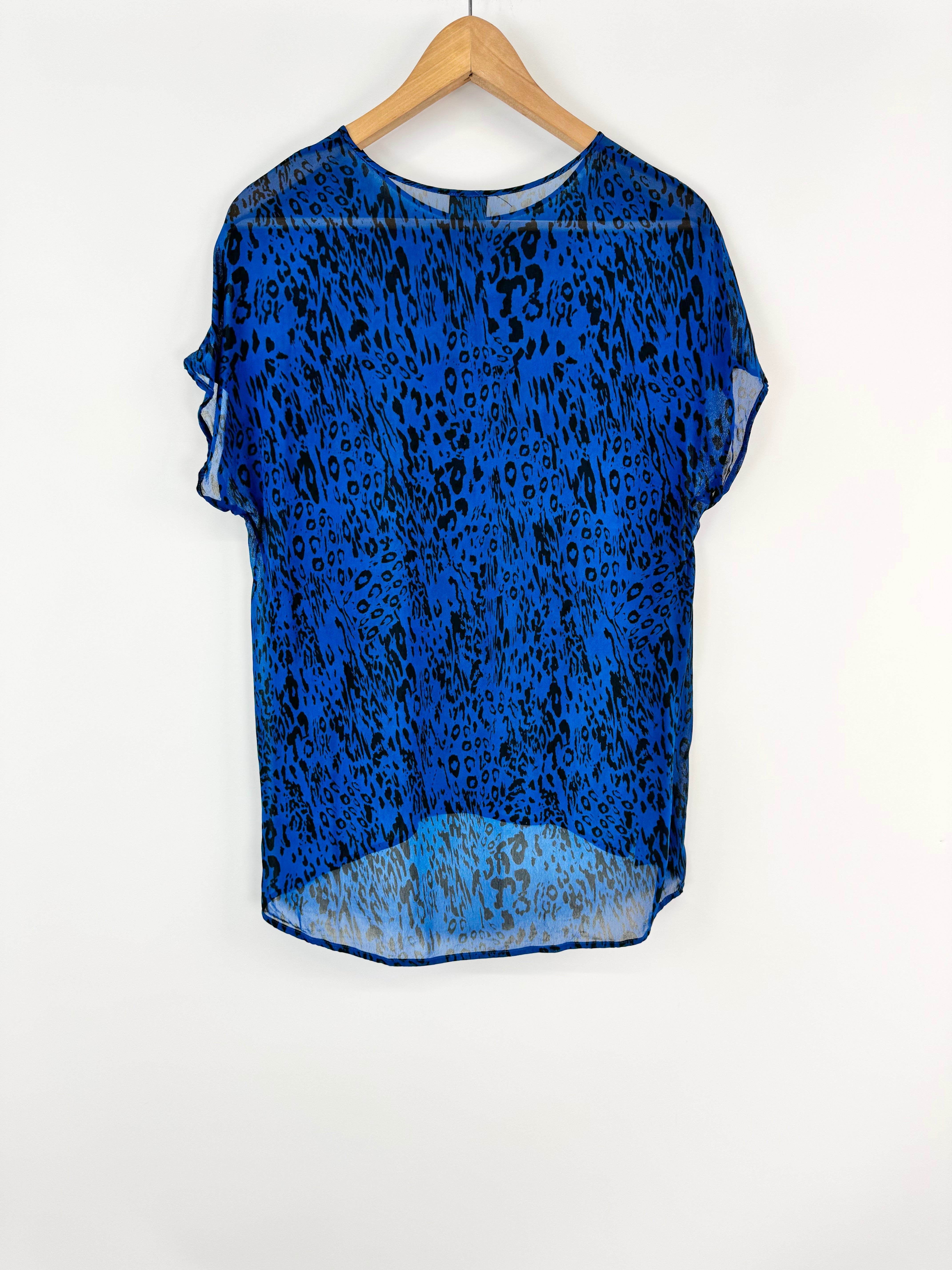 Husk Electric Blue & Black Sleeveless Leopard Print Pattern Top - AU8