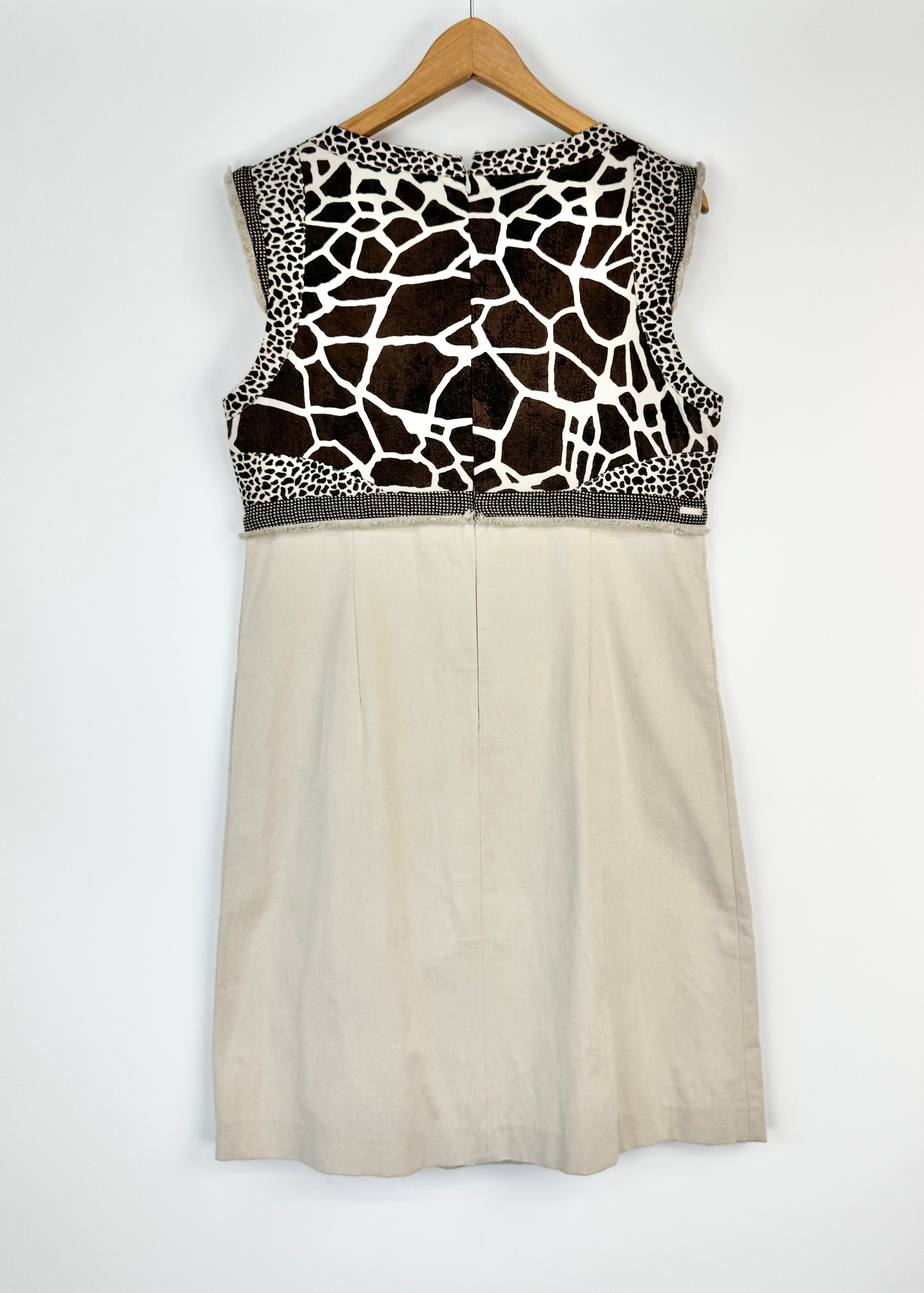 S'Max Mara Beige Animal Print Cotton A-Line Midi Dress - AU12