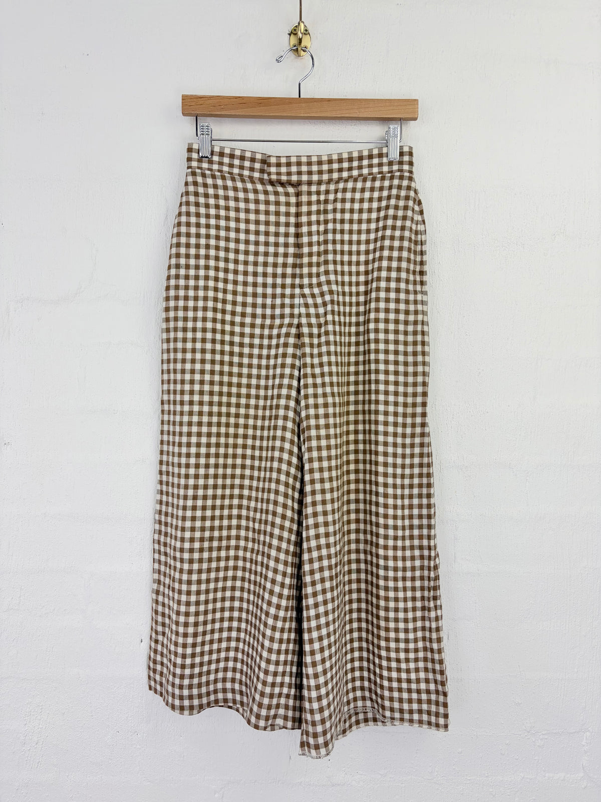 Scanlan Theodore Cream & Khaki Gingham Culottes - AU6